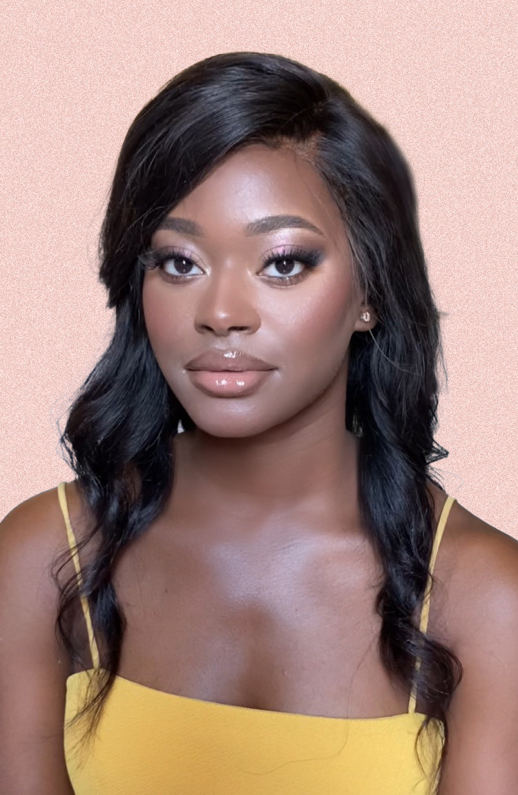 hairstyle on a wig-makeup for black woman-romantic look for a photoshoot in Rome