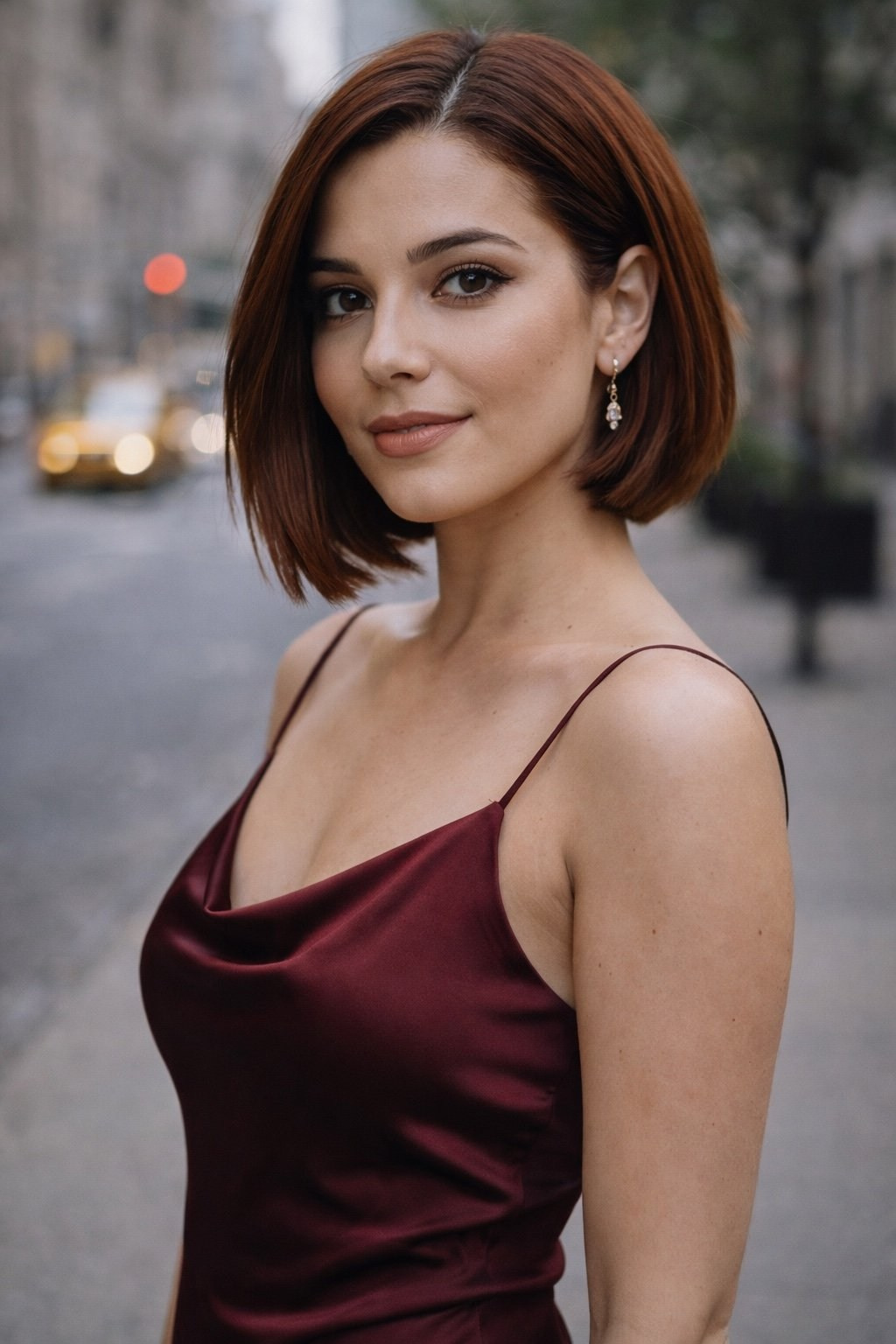 Портретная фотосессия в Пловдиве, девушка с короткой стрижкой в городе