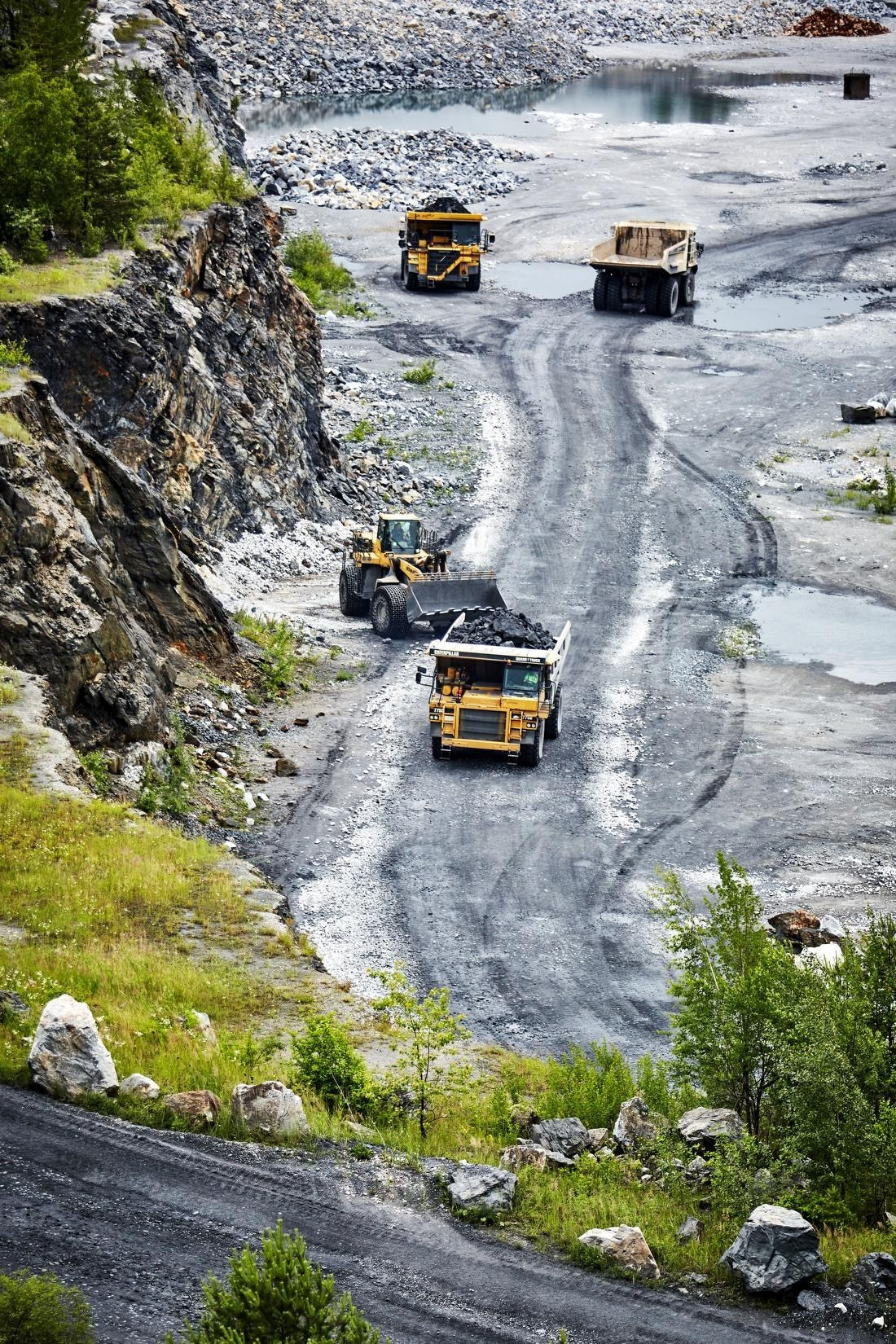 Heavy equipment is seen at a quarry in the Czech Republic.