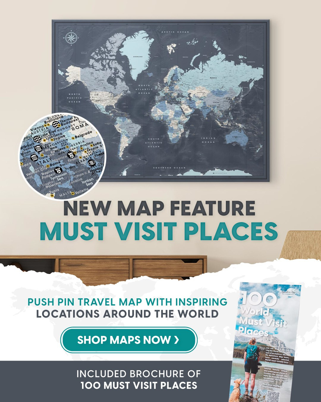 Ad Campaign for new Pin Adventure Map product launching. ContentLab — visual content for your business