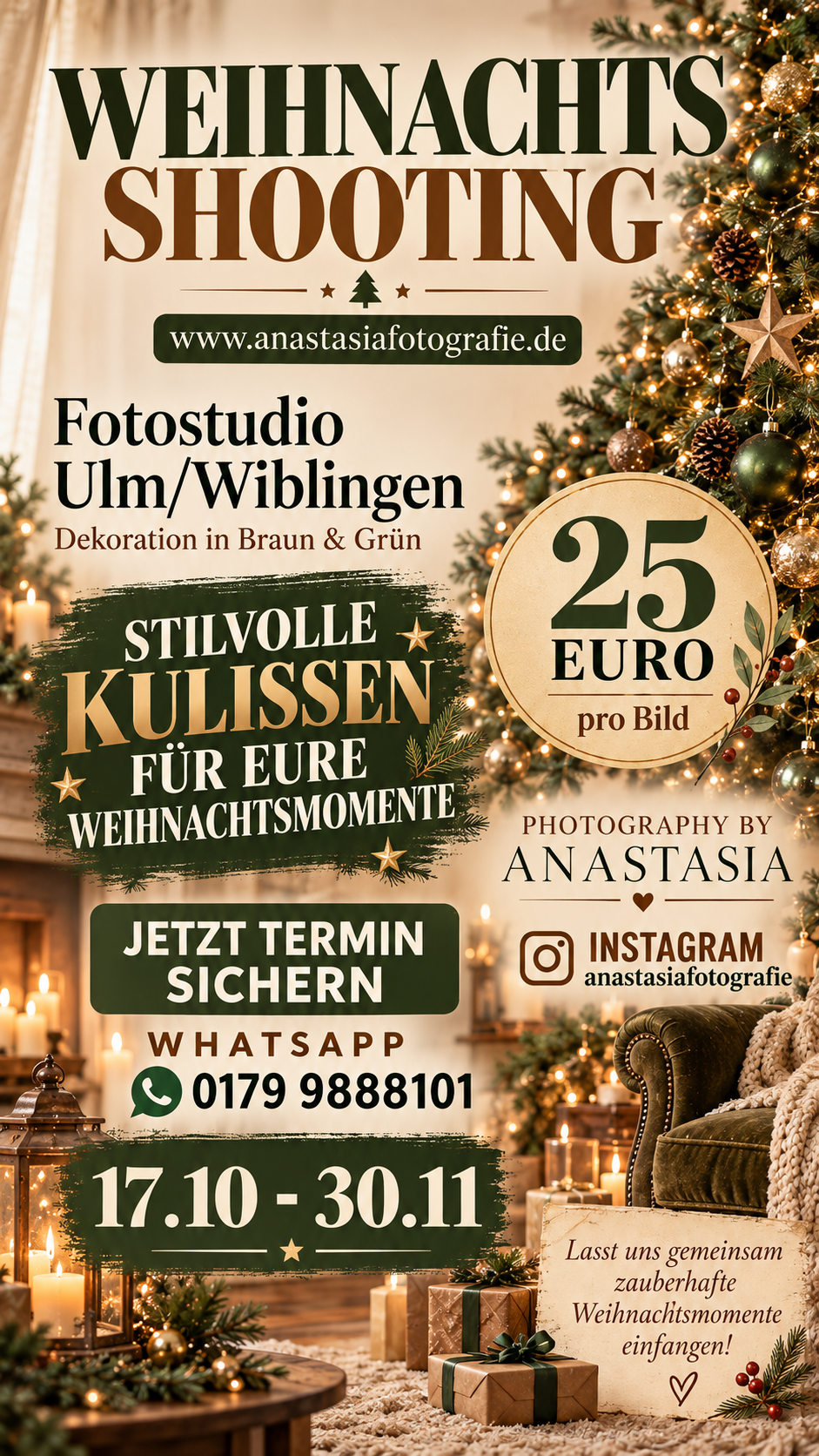 Weihnachts- Fotoshooting im Studio Ulm/Wiblingen. Newbornfotograf Kinderfotograf Ulm Familienfotograf Anastasia Neu-Ulm