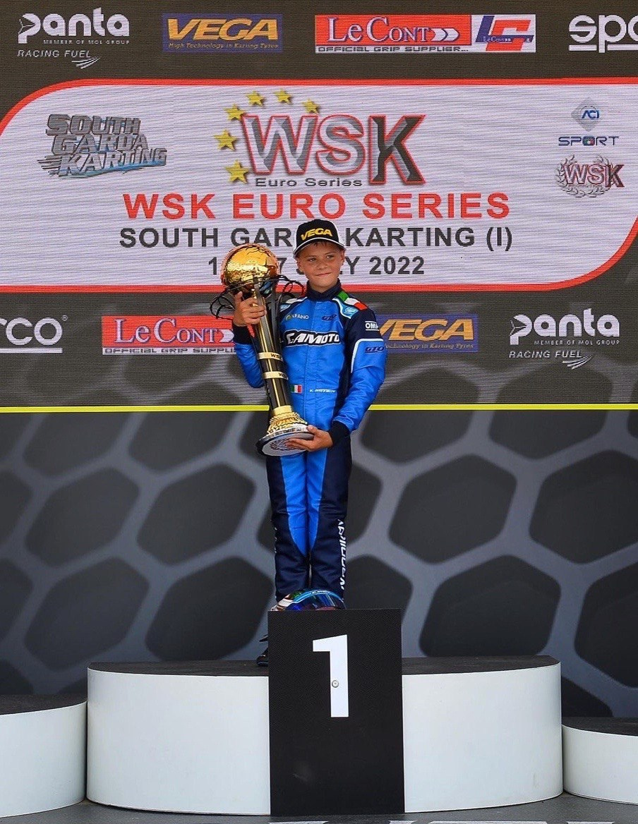 WSK Euro series South Garda karting winner 2022 Ivannikov Vladimir.  Italy Garda karting the best russian driver