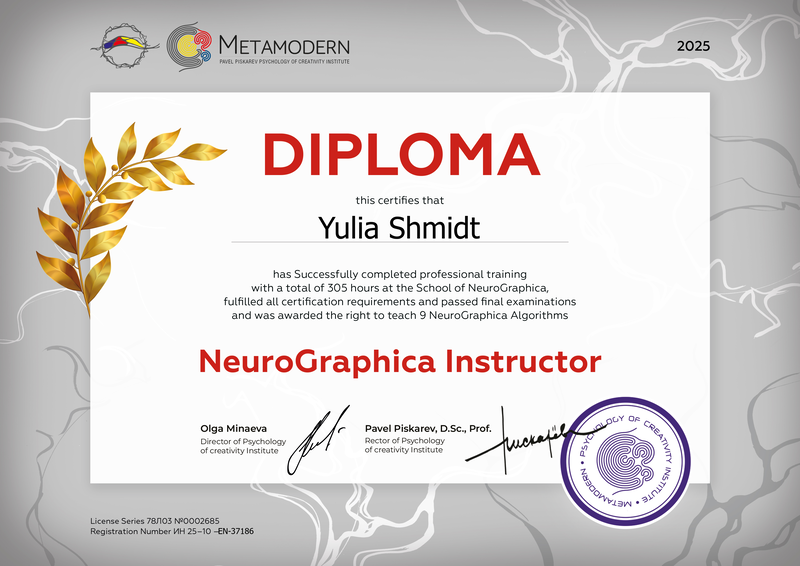 Nevrografika. Yulia Shmidt. NevroGrafika, numerološko svetovanje in umetnost