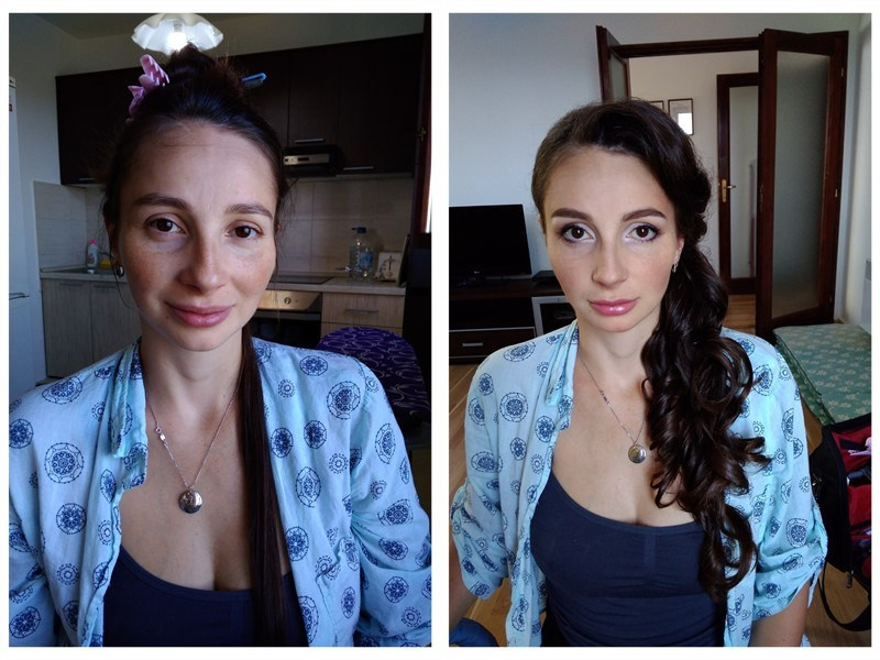 Before/after makeup in Montenegro. Makeup artist and hairdresser in Montenegro Nadia Lia