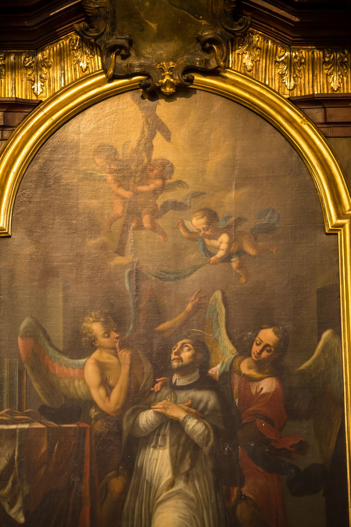 Close-up of ornate Baroque altar at Church of St. Thomas Prague