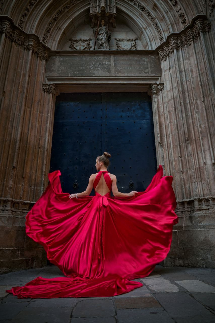 flying red dress