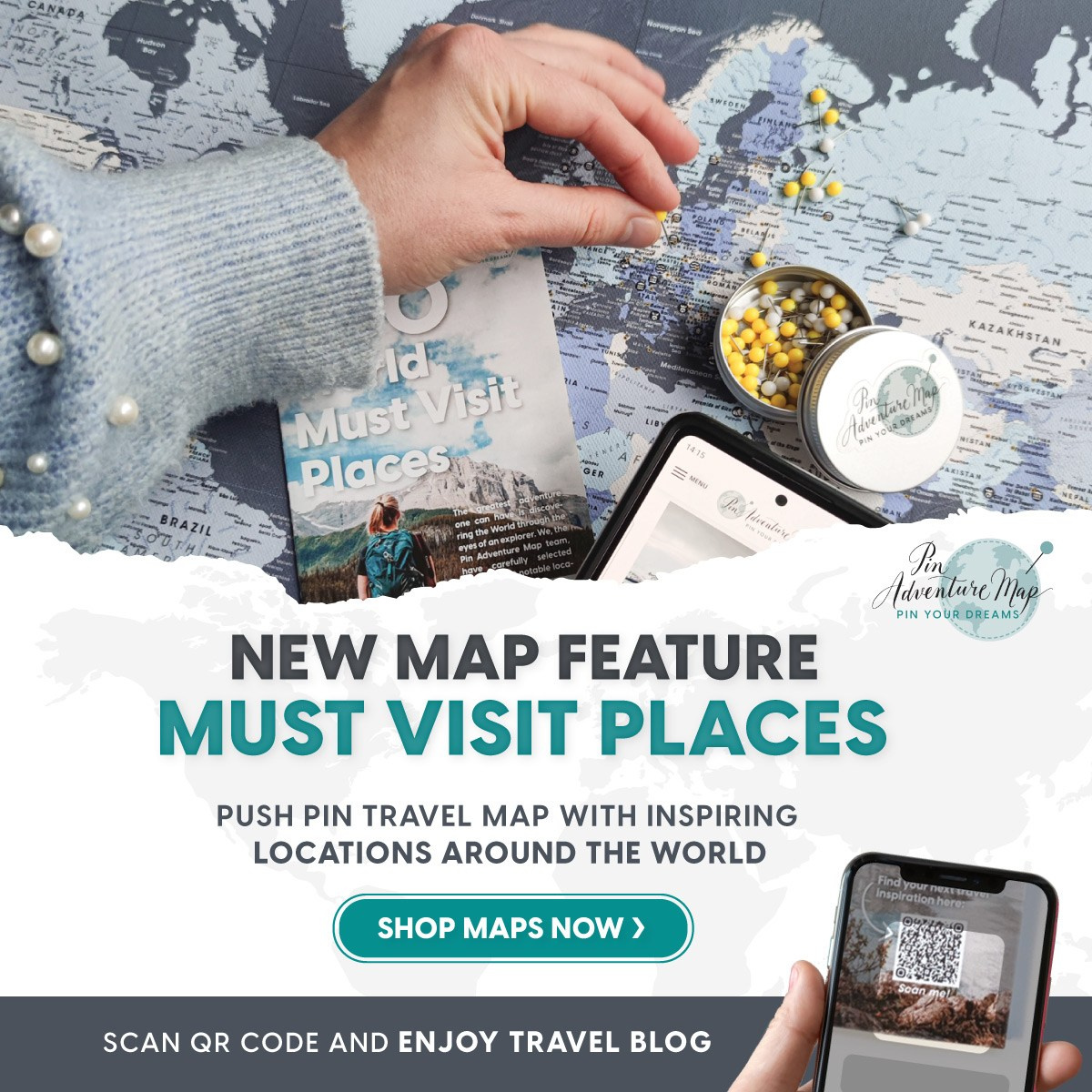 Ad Campaign for new Pin Adventure Map product launching. ContentLab — visual content for your business