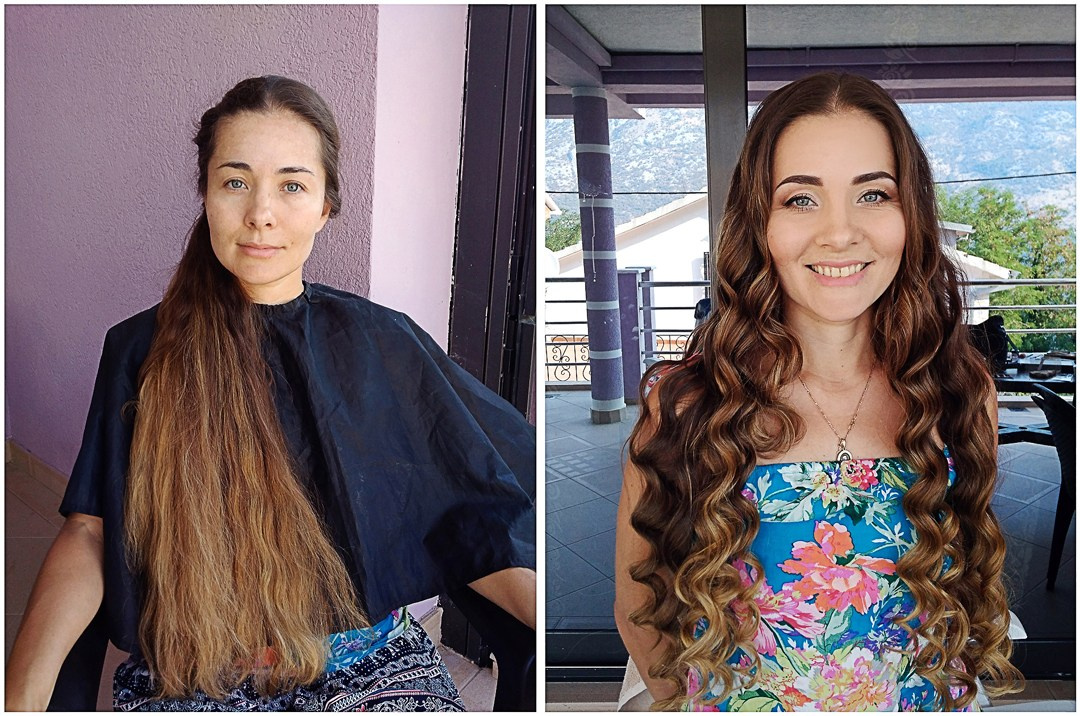 Before/after makeup in Montenegro. Makeup artist and hairdresser in Montenegro Nadia Lia