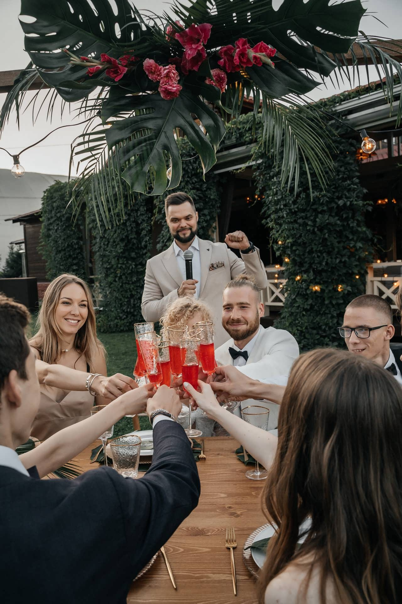Newmarket wedding photography Hannah and Nikita toast moment.