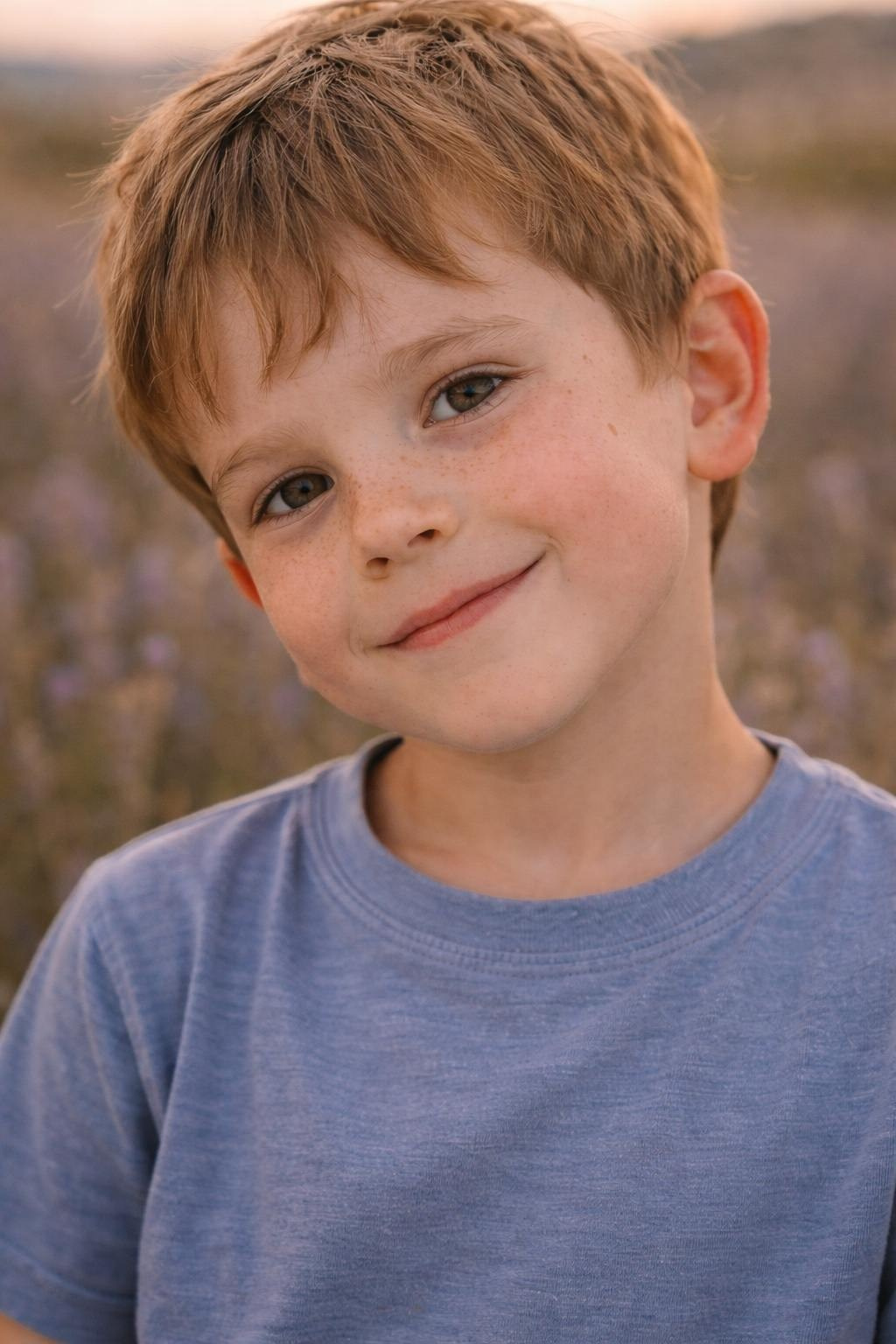 портрет мальчика в лавандовом поле естественный свет