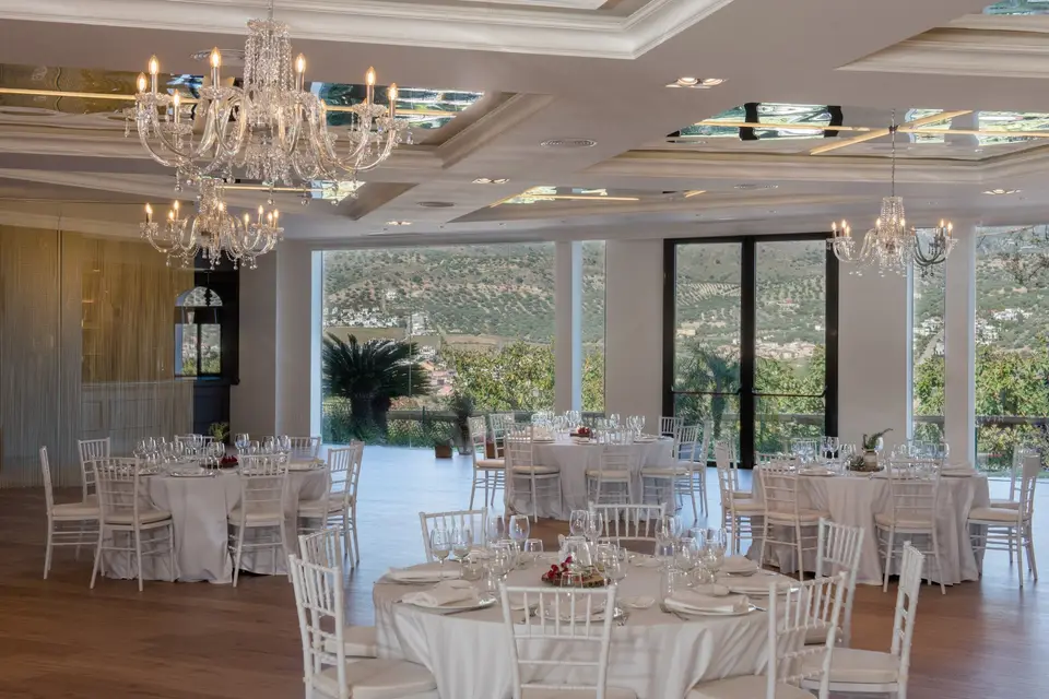 wedding tables with white decoration