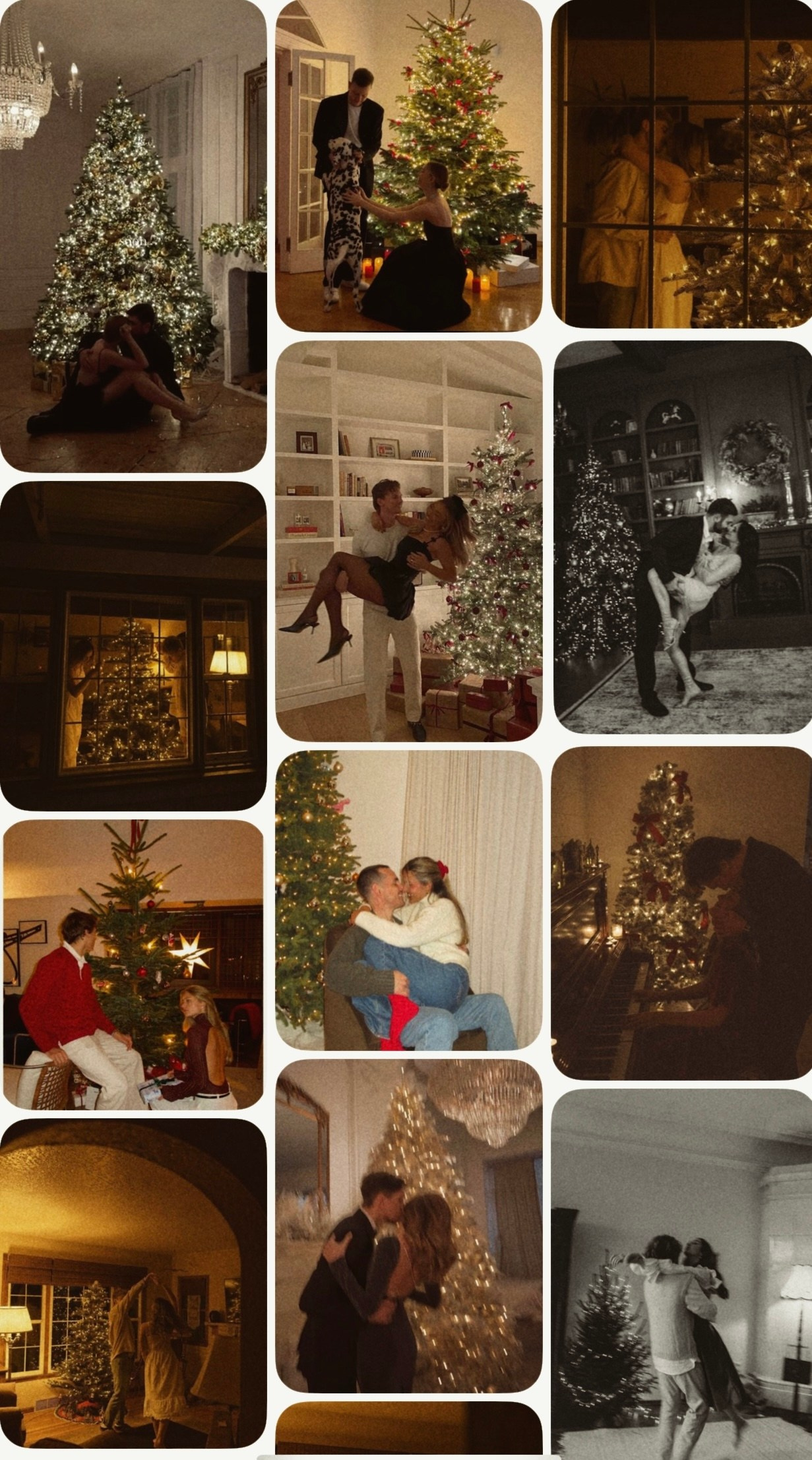Cozy Christmas session inspiration board featuring décor styling, warm lighting, and family photoshoot concepts
