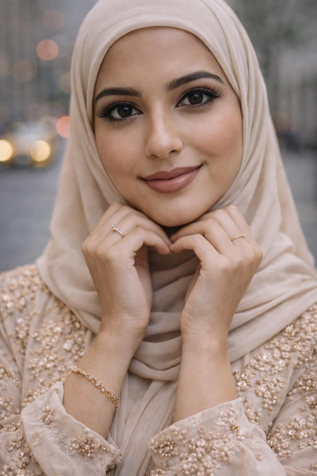 Портрет женщины в хиджабе в городской среде