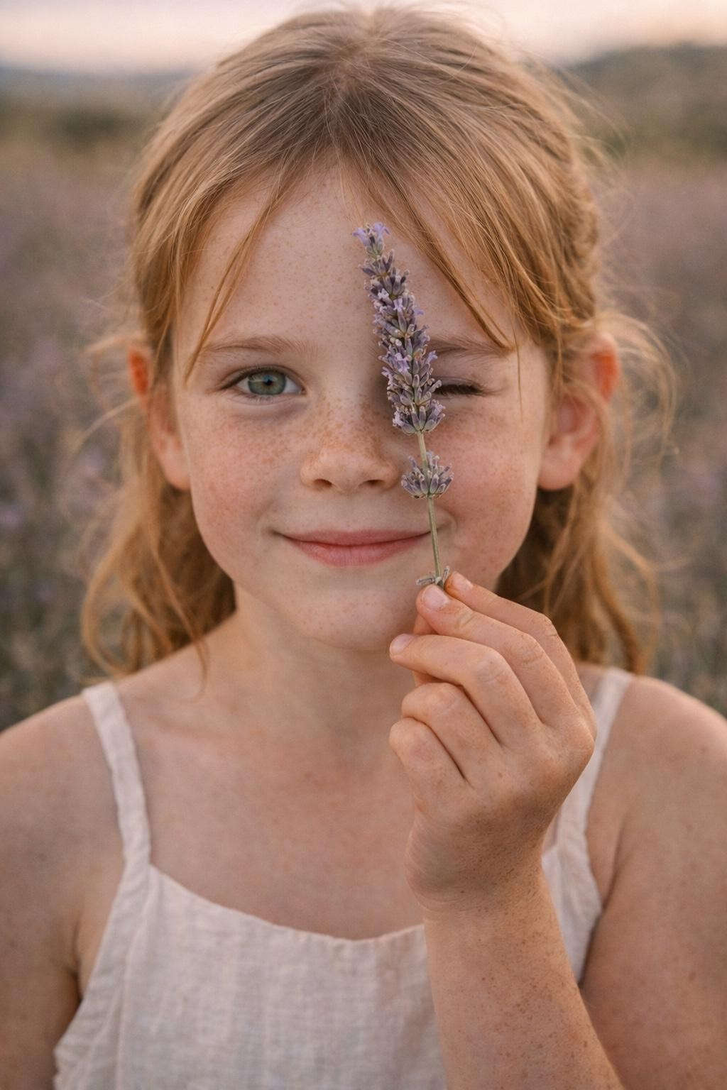 детский портрет с лавандой крупный план Пловдив фотосессия