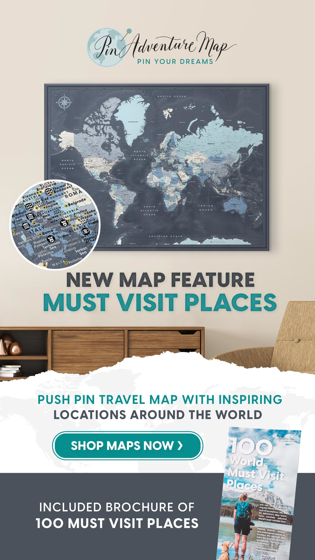 Ad Campaign for new Pin Adventure Map product launching. ContentLab — visual content for your business