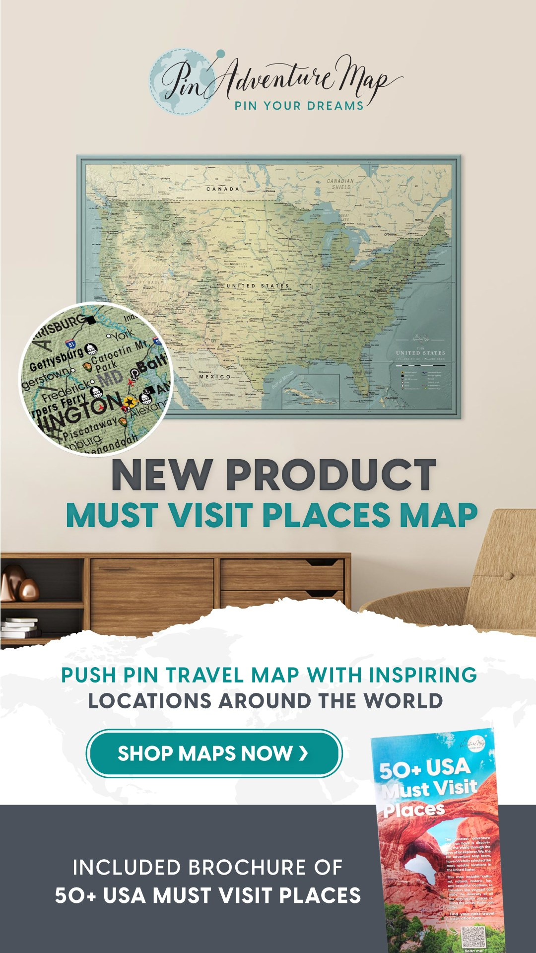 Ad Campaign for new Pin Adventure Map product launching. ContentLab — visual content for your business