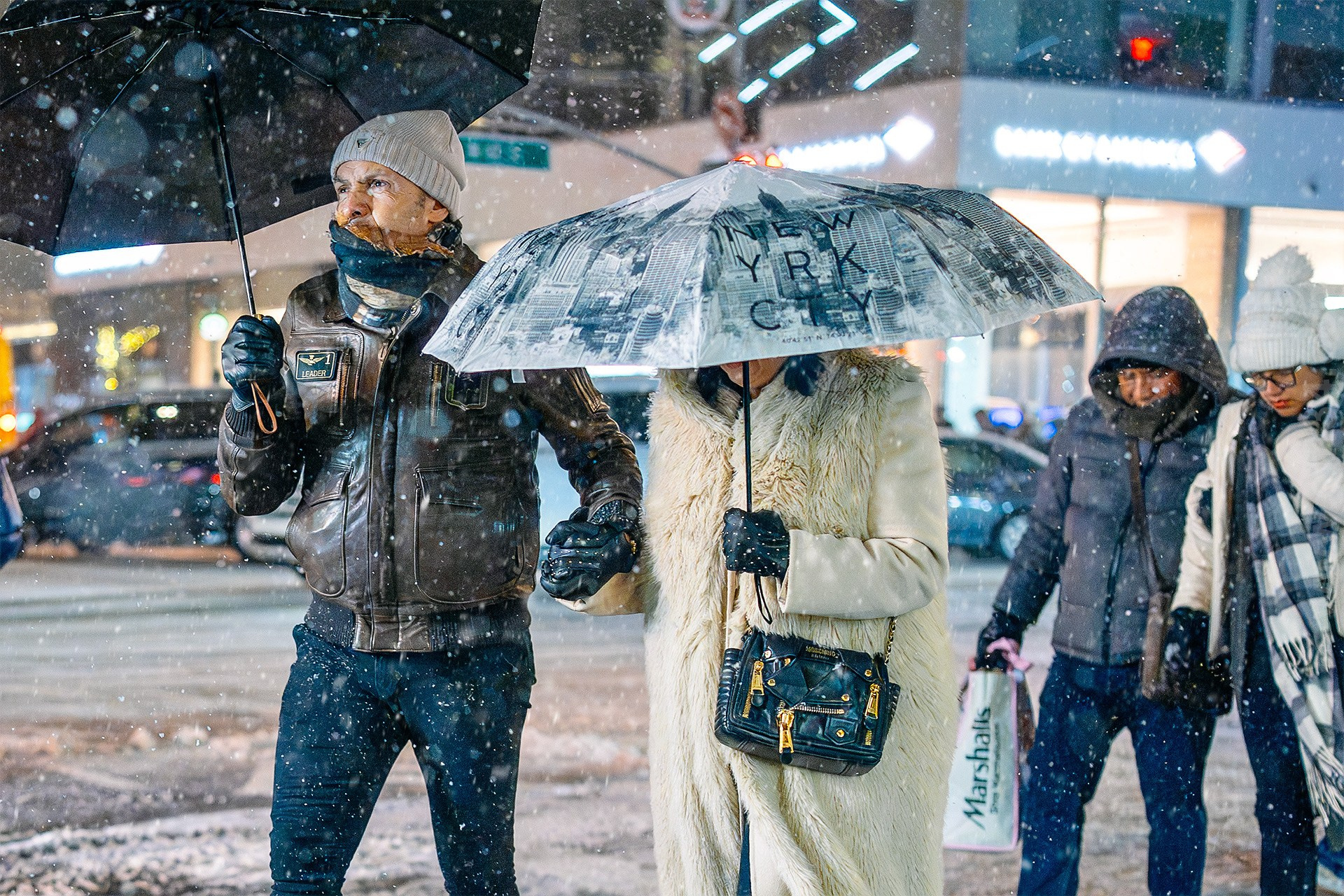New York City Snowfall Street Photography — Night Winter Scenes Capturing Emotions, Reactions & Euphoria of Falling Snow. Emin Kuliyev — Award-Winning Wedding Photojournalist NYC & USA | Best Wedding Photographer Known for Candid, Timeless Moments