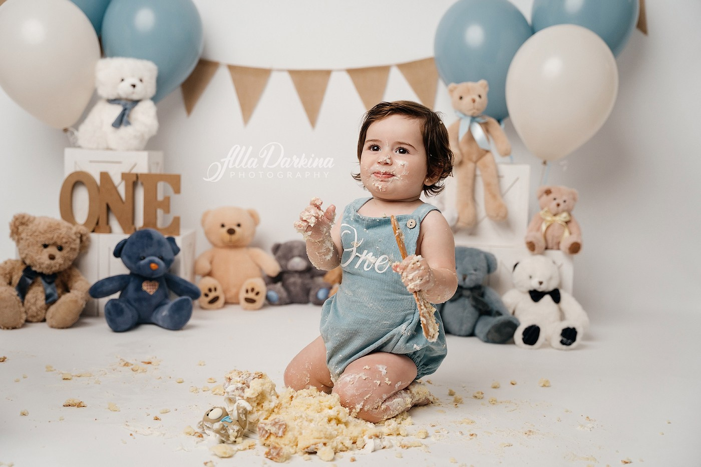 Teddy bear cake smash session. Newborn and family photographer. Hills District. Sydney