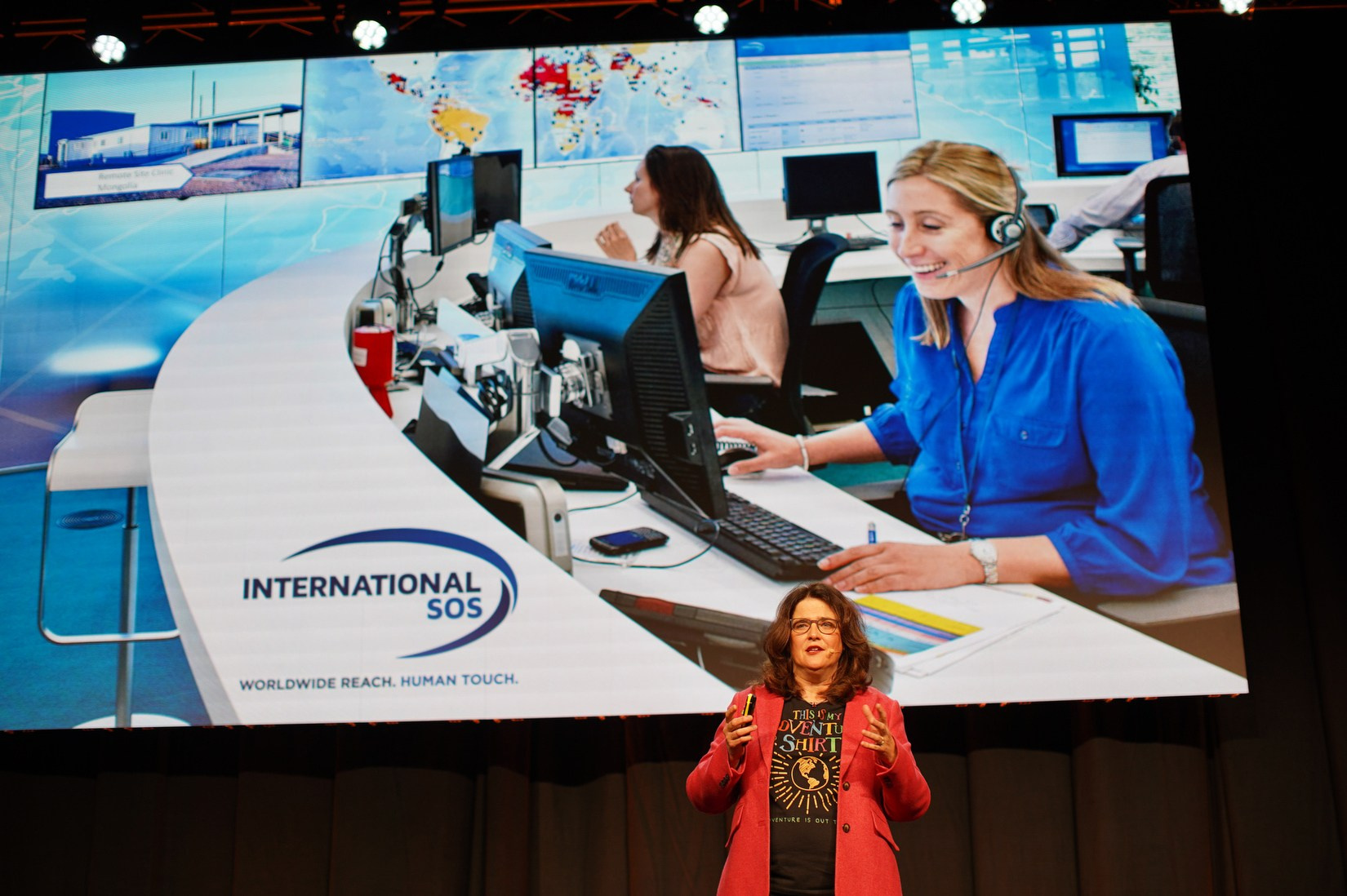 Juliet Walker PhD, Commercial VP Orange Business, speaking on stage during European Sales Kick-Off 2026 at Hilton Prague conference.