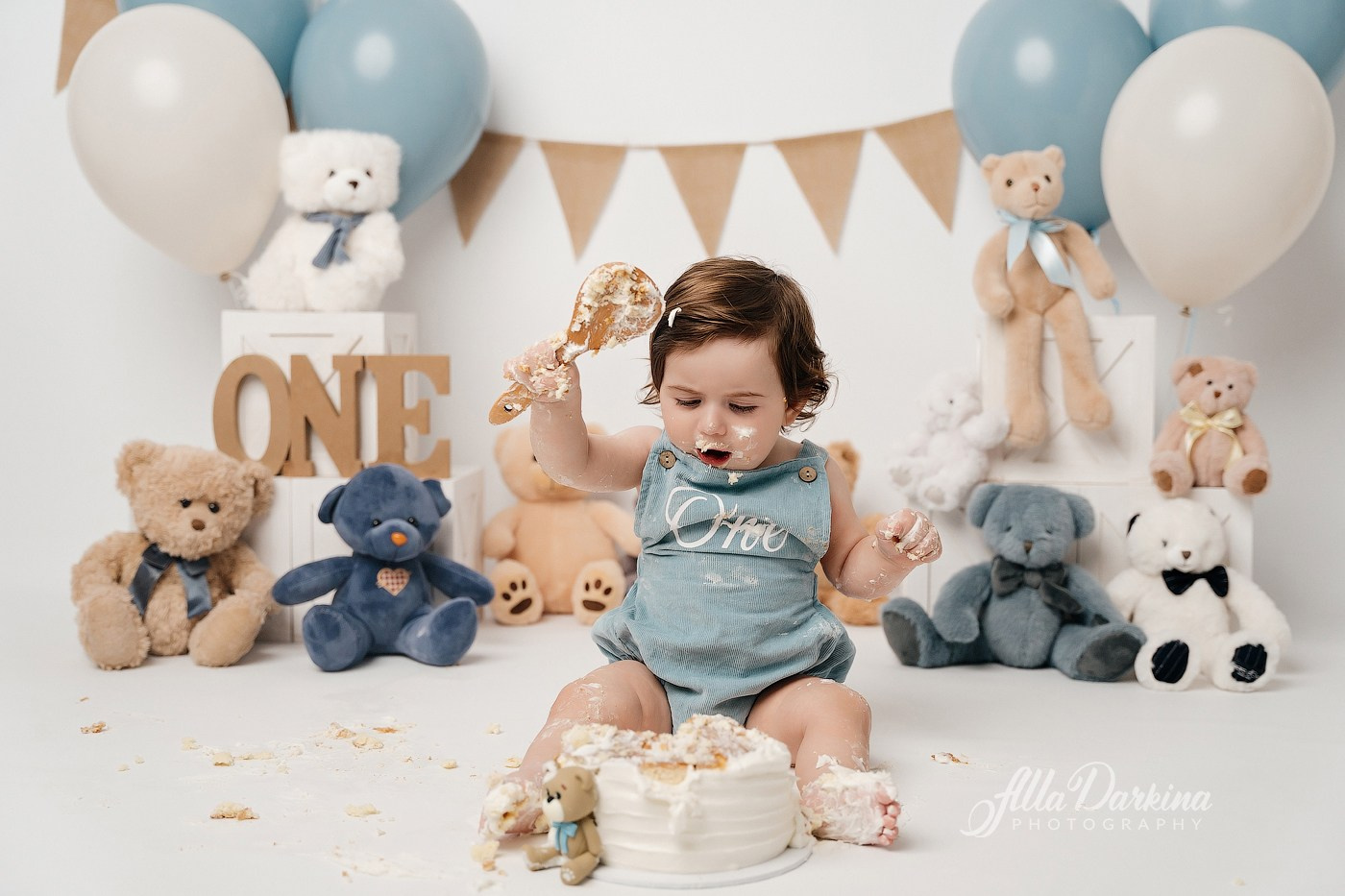 Teddy bear cake smash session. Newborn and family photographer. Hills District. Sydney