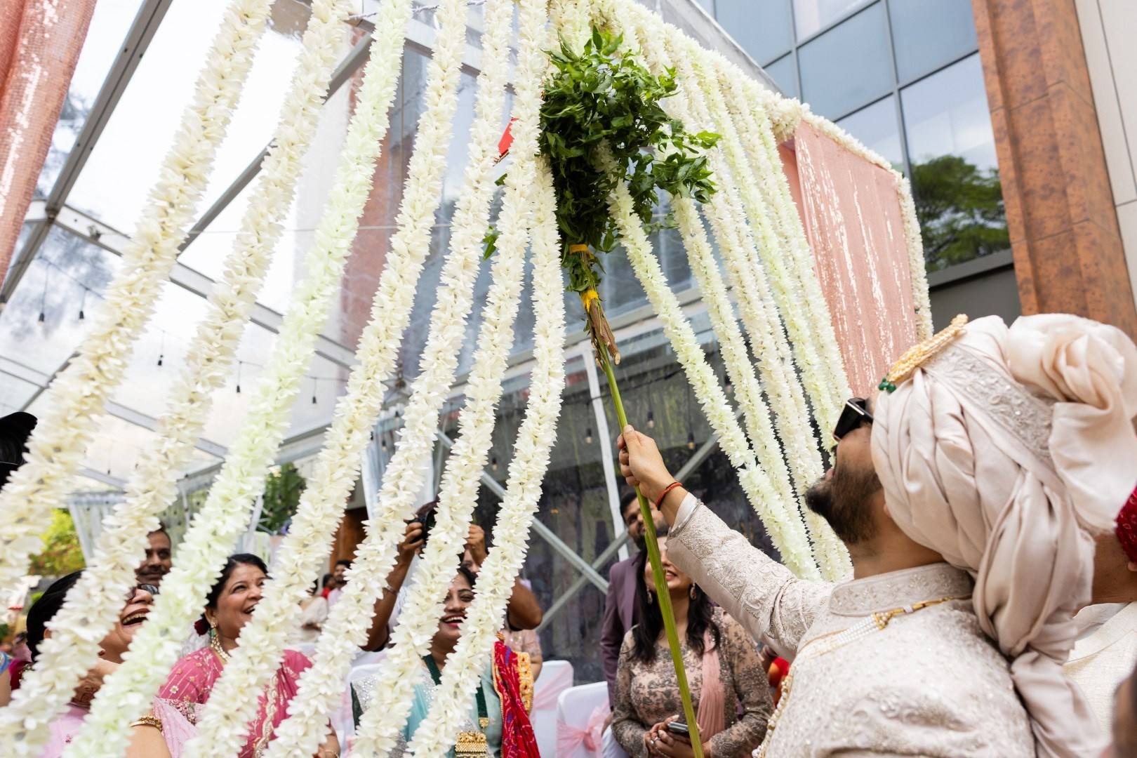 Hands in the Air: Chiranjeev & Niharika at Hyatt Centric Hebbal. Truly Yours | Documentary Wedding Photography & Films | Sharath Padaru, Bangalore