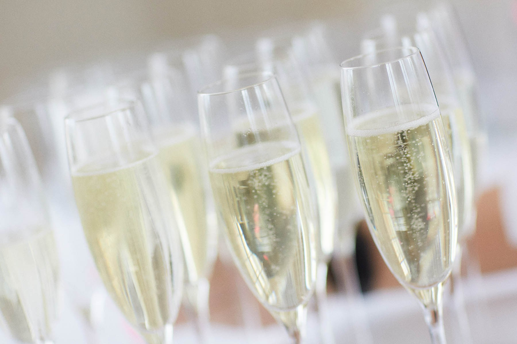 Champagne flutes awaiting newlyweds at Vienna wedding.