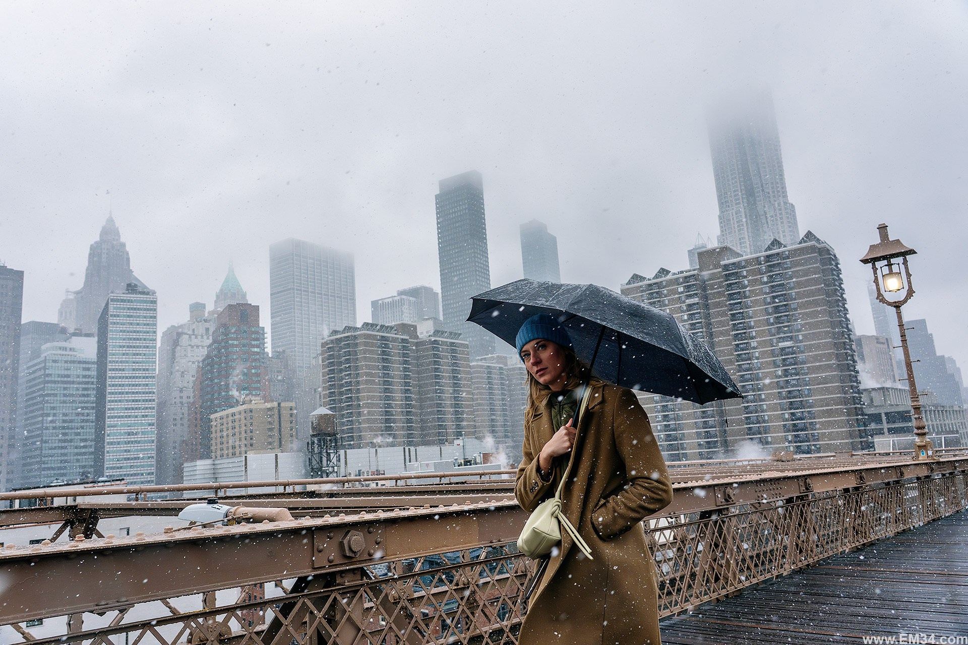 Manhattan Snowfall Street Photography — Wall Street to Brooklyn Bridge, Quiet Winter Mood Before NYC Snowstorm. Emin Kuliyev — Award-Winning Wedding Photojournalist NYC & USA | Best Wedding Photographer Known for Candid, Timeless Moments
