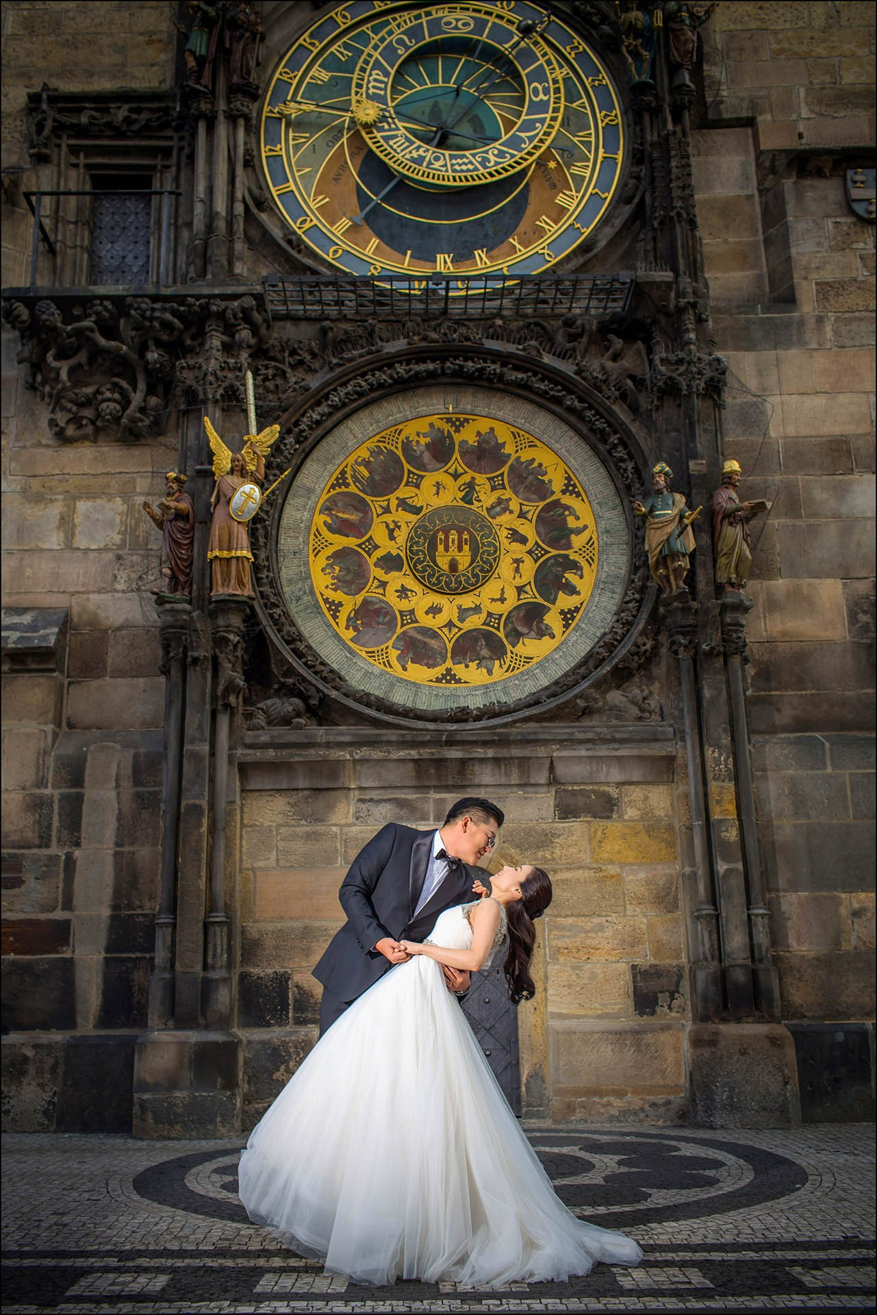 Cedric Son dips Catherine Orloj Astronomical Clock Prague portrait.