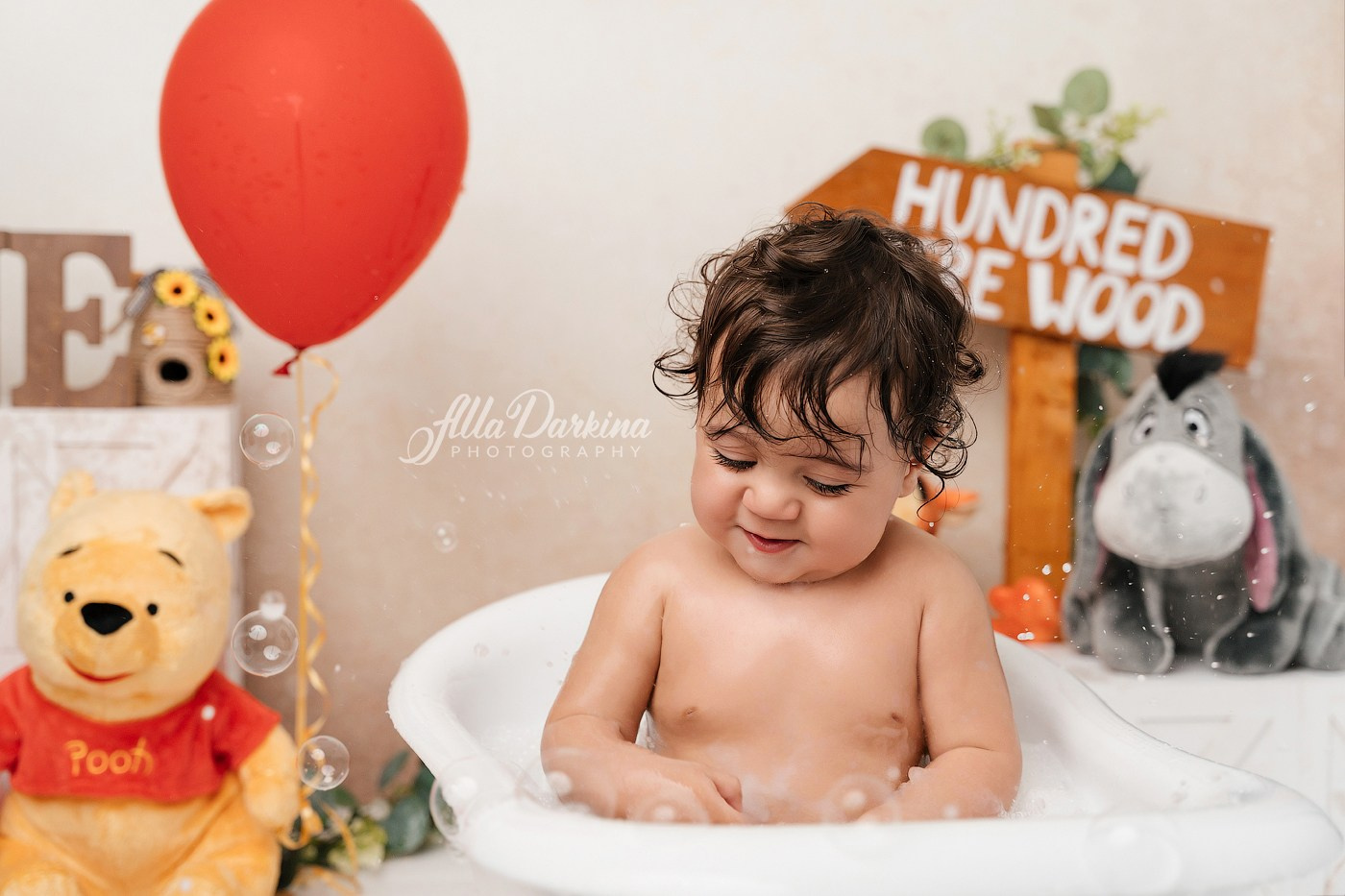 Winnie The Pooh cake smash session. Newborn and family photographer. Hills District. Sydney