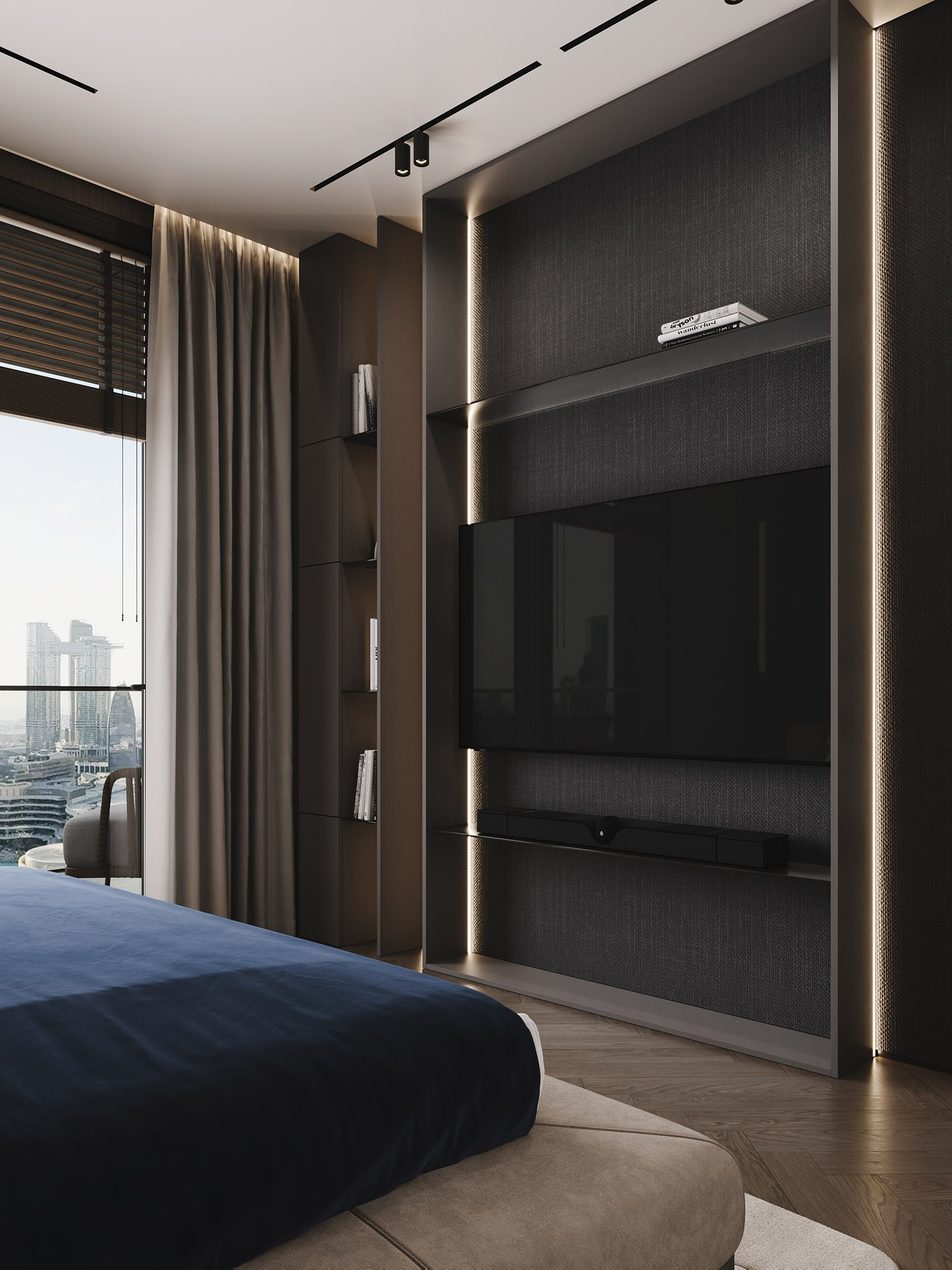 APARTMENT WITH BURJ KHALIFA VIEW. Дизайн интерьера и 3D-визуализация | AB Design Buro