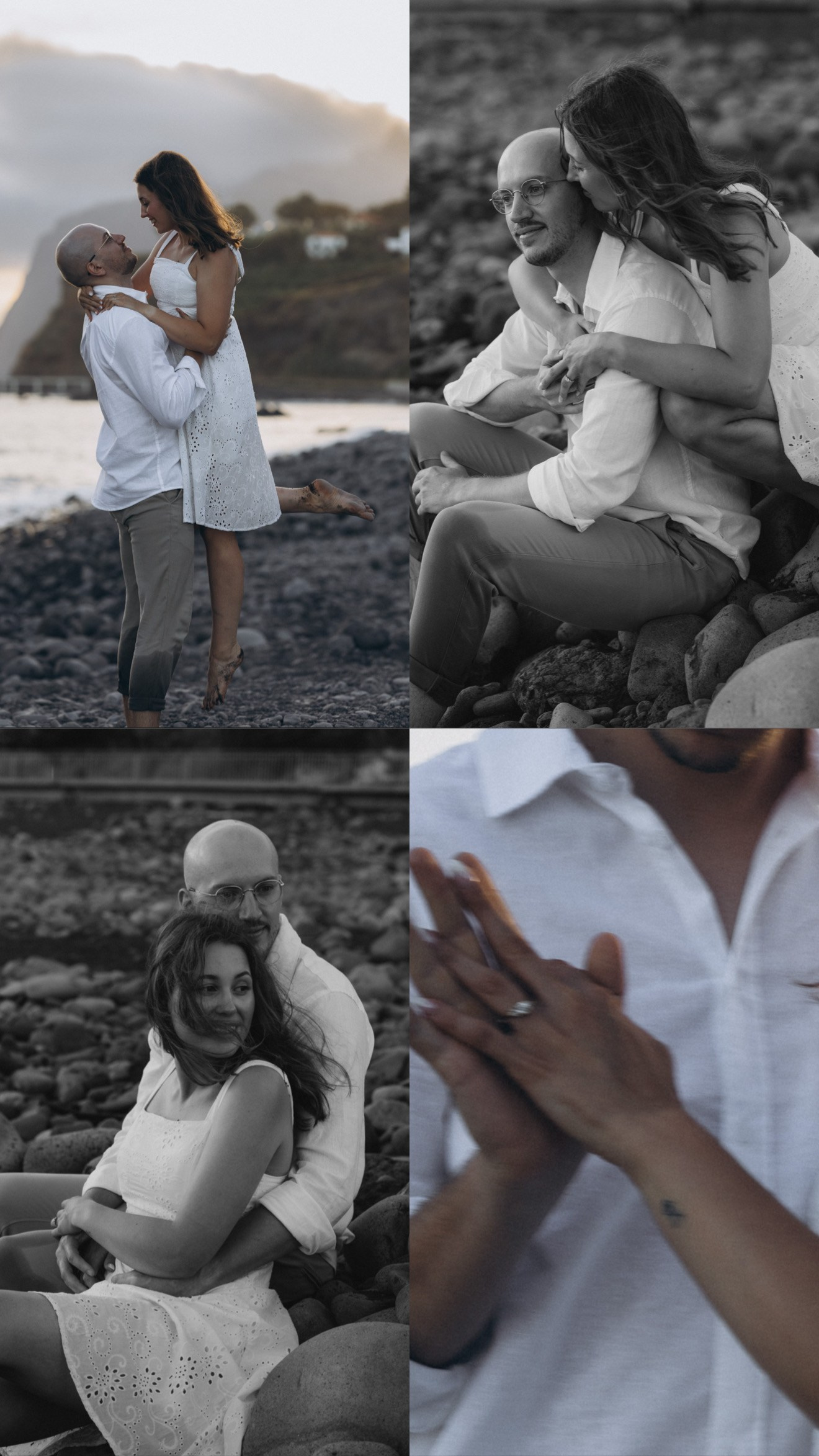 Engagement photo collage from Formosa Beach, Funchal, Madeira.