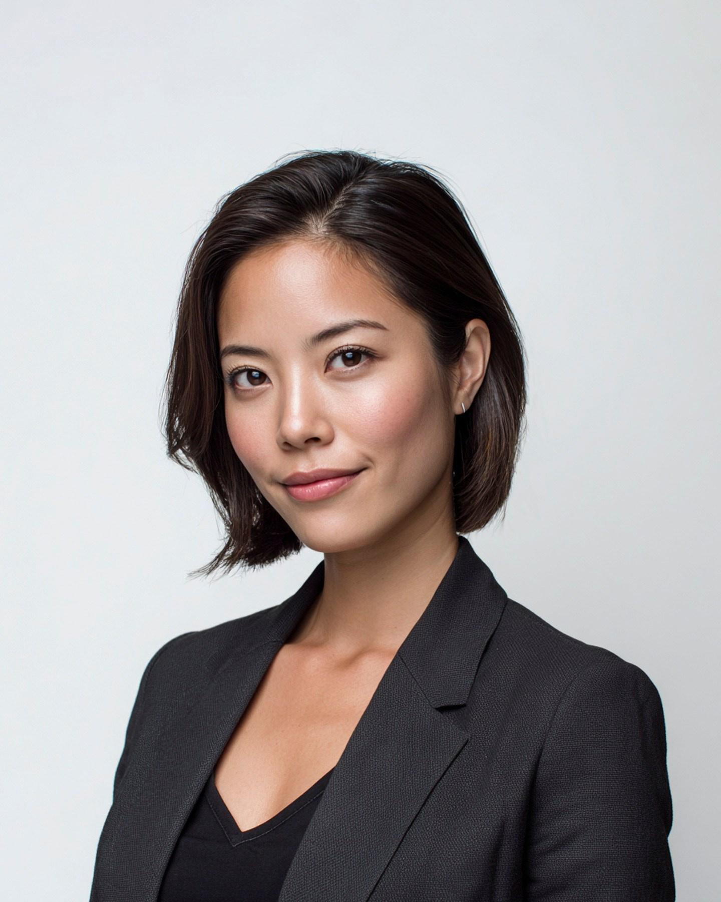 Formal business headshot of a CEO for the "About Us" page with a blurred office background.