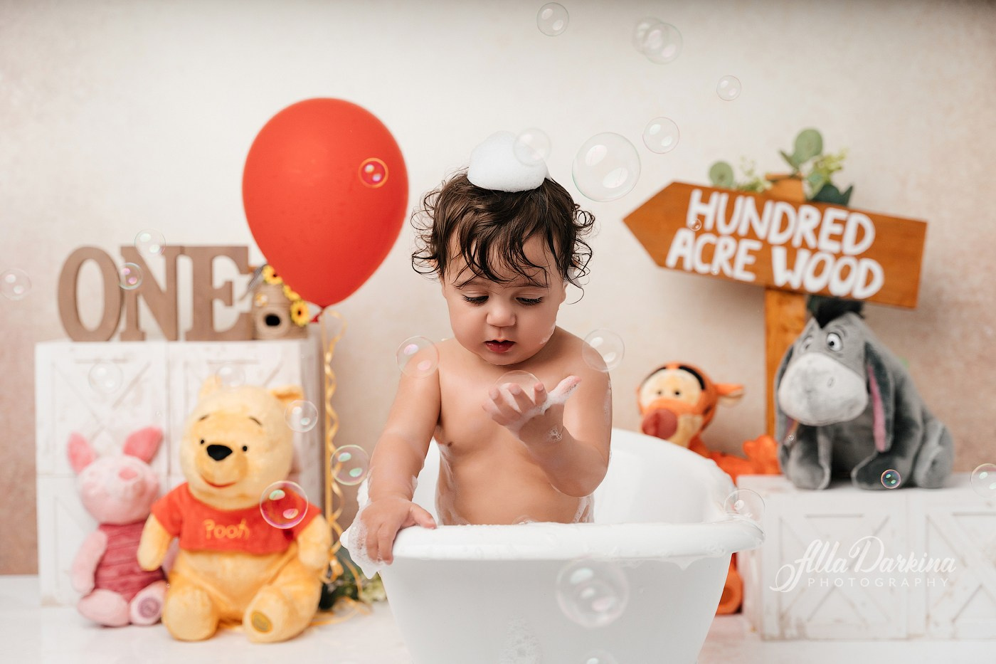 Winnie The Pooh cake smash session. Newborn and family photographer. Hills District. Sydney