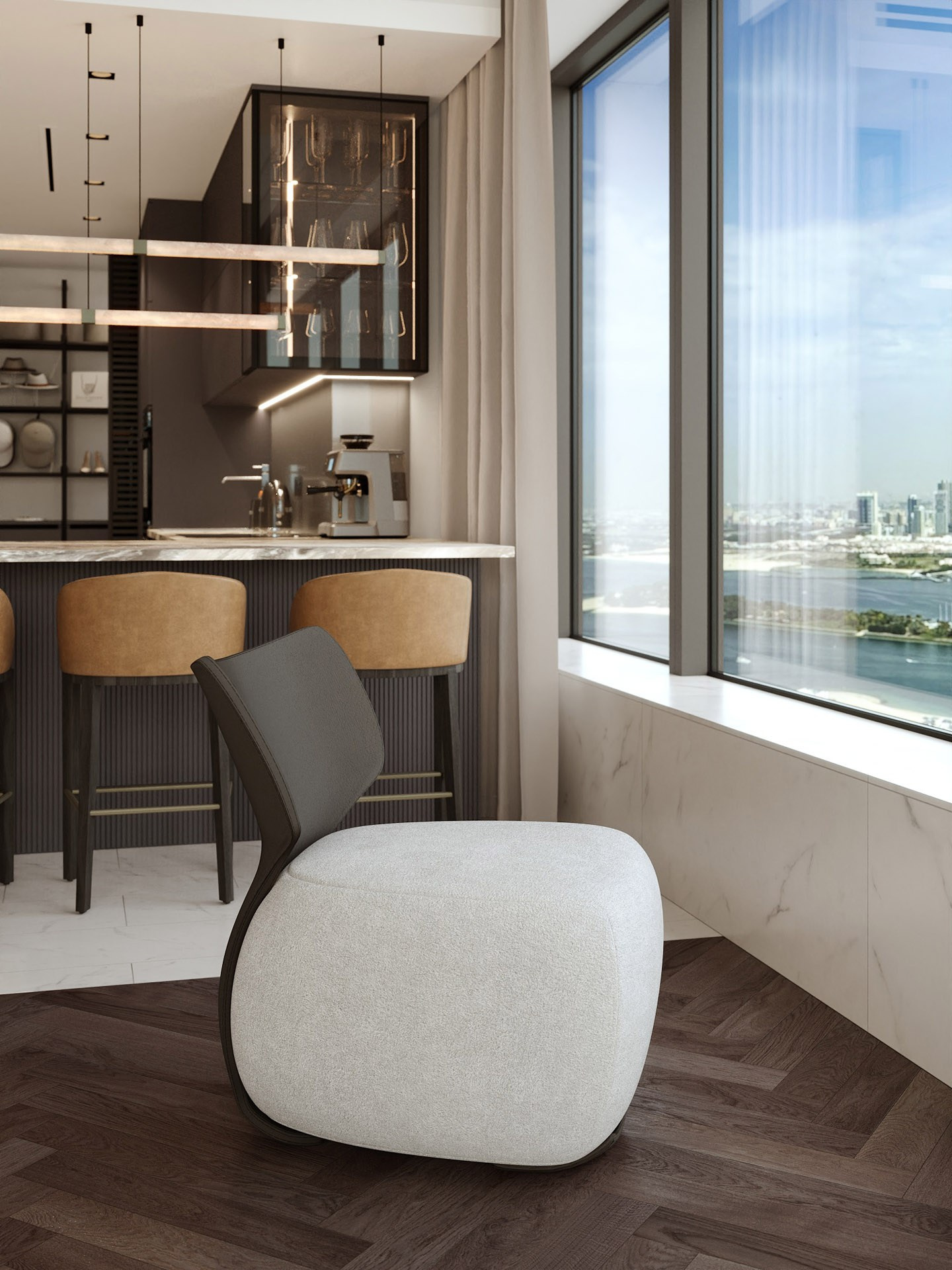 APARTMENT ON PALM JUMEIRAH IN DUBAI. Дизайн интерьера и 3D-визуализация | AB Design Buro