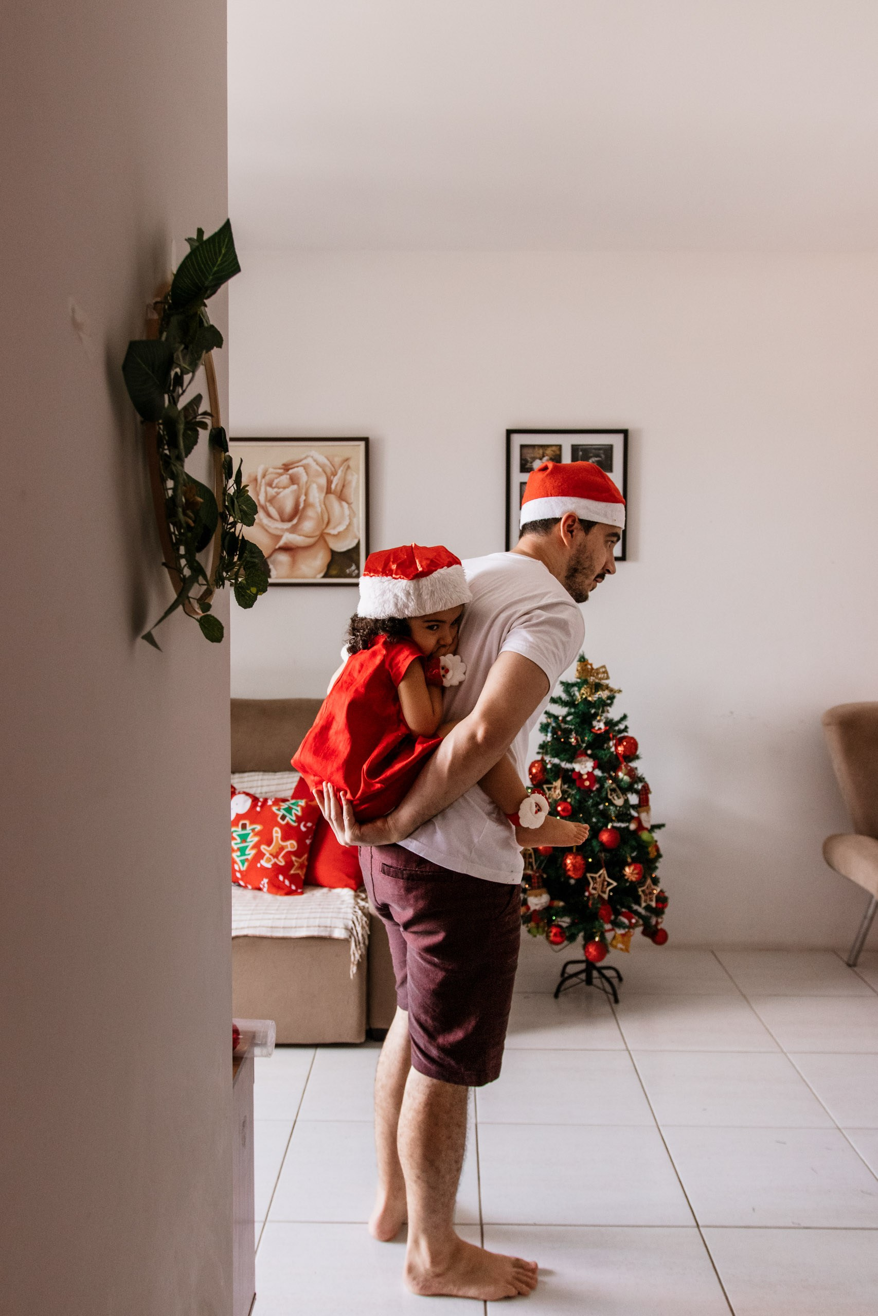 pai e filha em ensaio de natal
