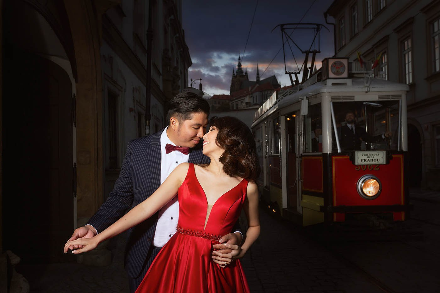 Romantic Night-Time Couples Sessions in Prague | Cinematic Night Photography