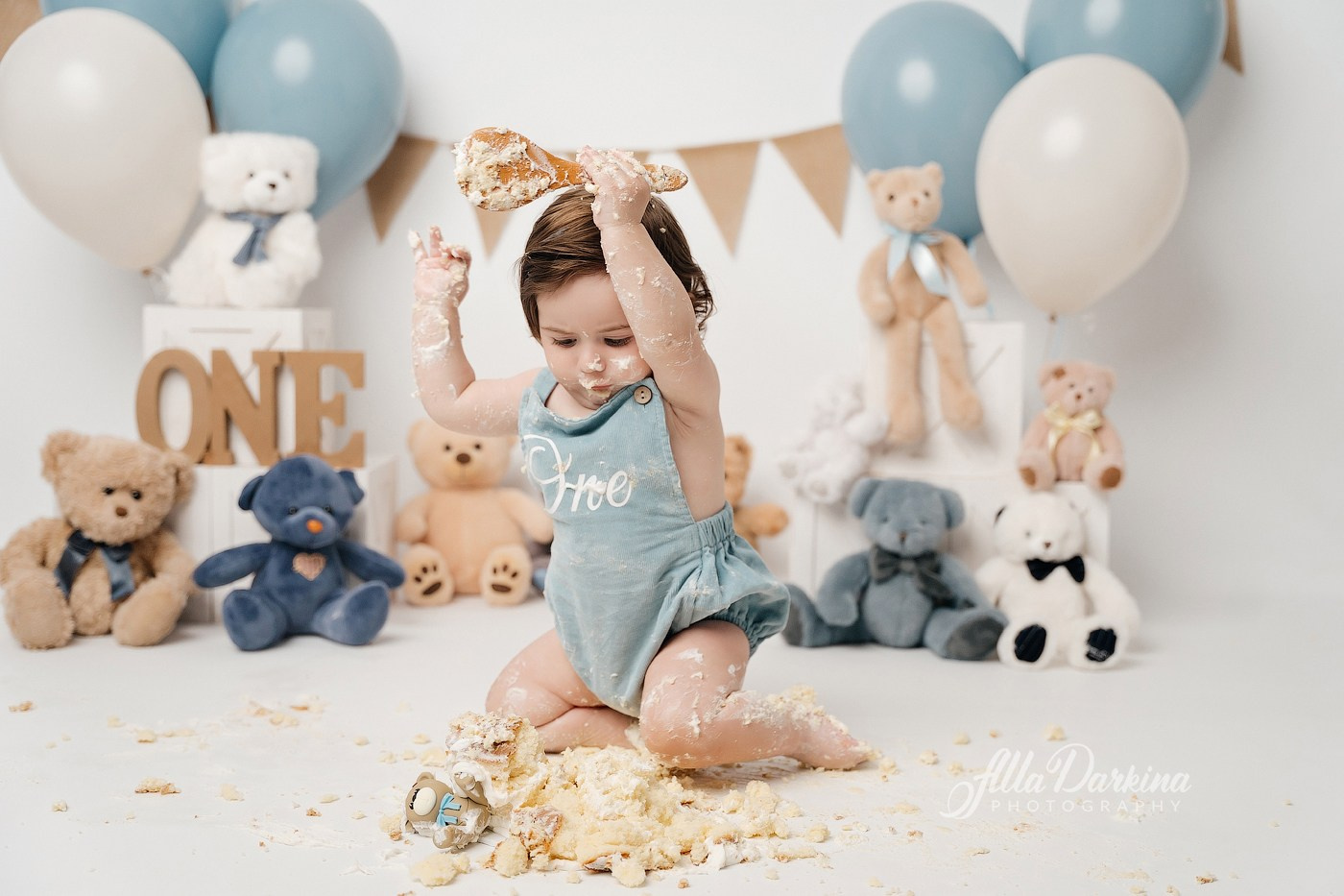 Teddy bear cake smash session. Newborn and family photographer. Hills District. Sydney