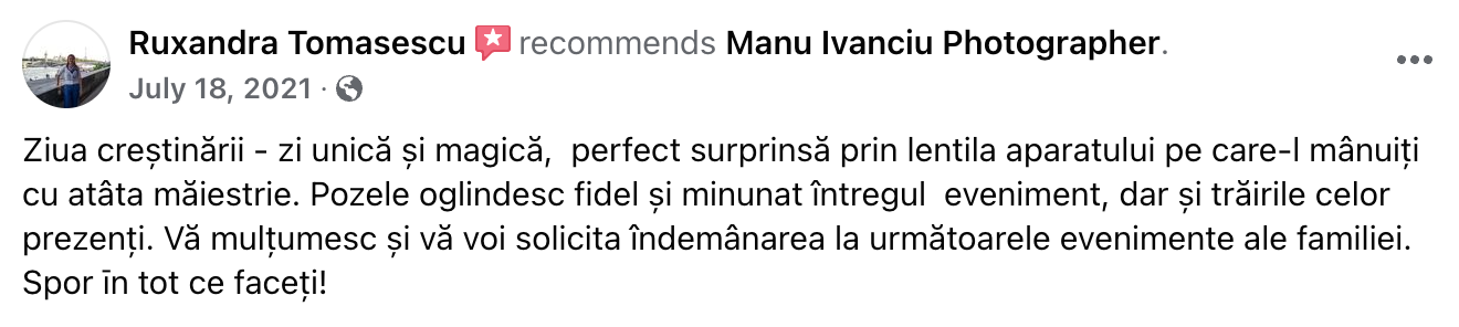 RECENZII. Fotograf nunta Bucuresti - Manu Ivanciu