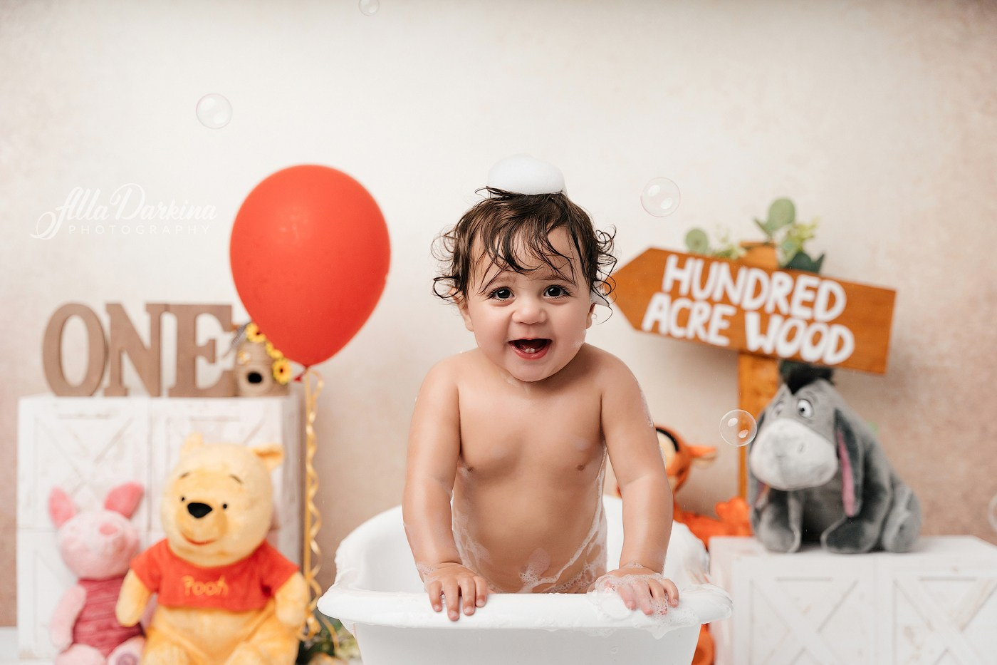 Winnie The Pooh cake smash session. Newborn and family photographer. Hills District. Sydney