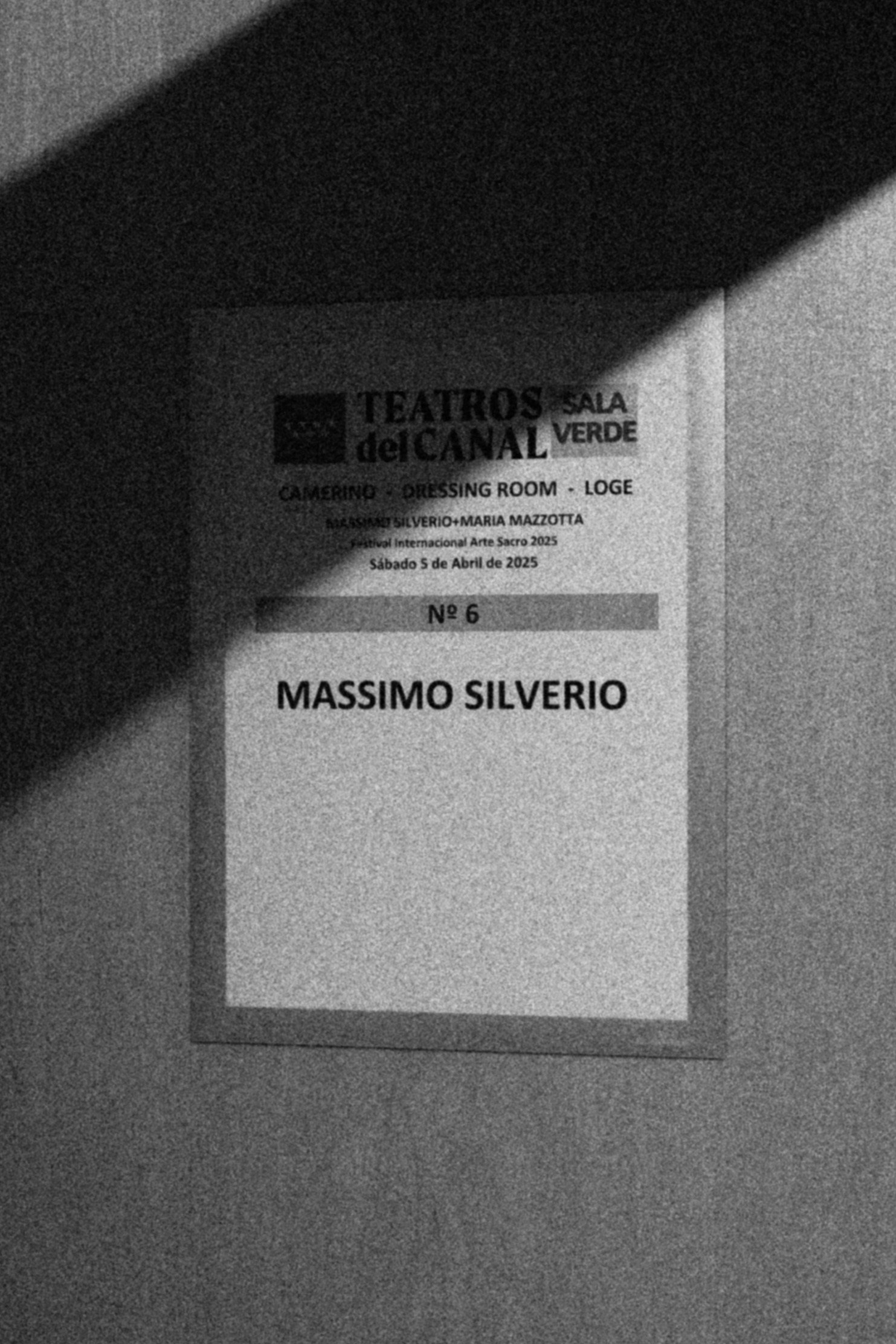 The sign with Massimo Silverio’s name on the dressing room door