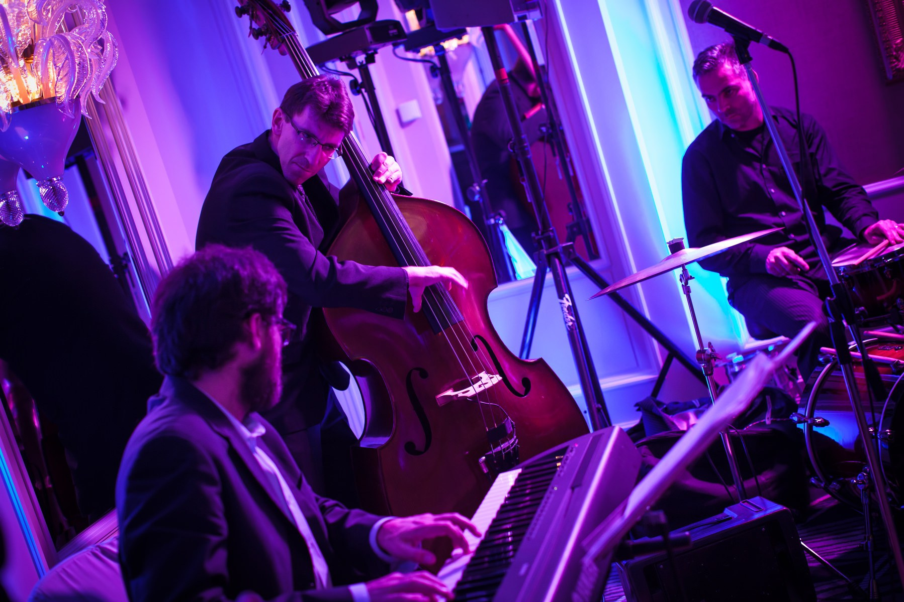 Jazz band performing live at upscale wedding reception Prague