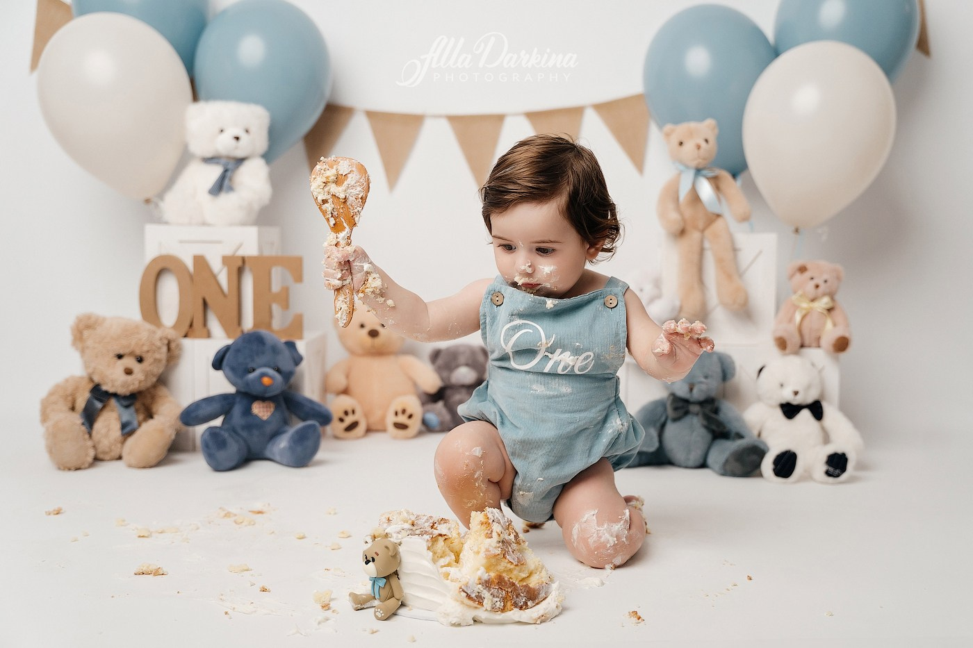 Teddy bear cake smash session. Newborn and family photographer. Hills District. Sydney