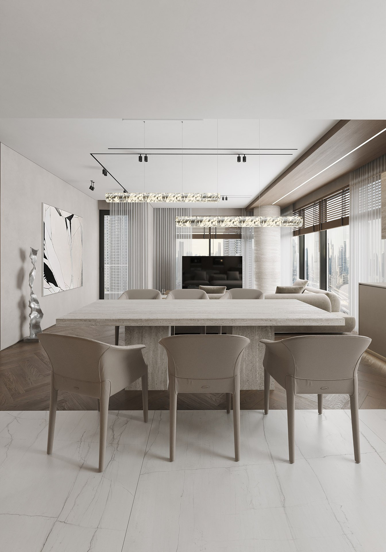 APARTMENT WITH BURJ KHALIFA VIEW. Дизайн интерьера и 3D-визуализация | AB Design Buro