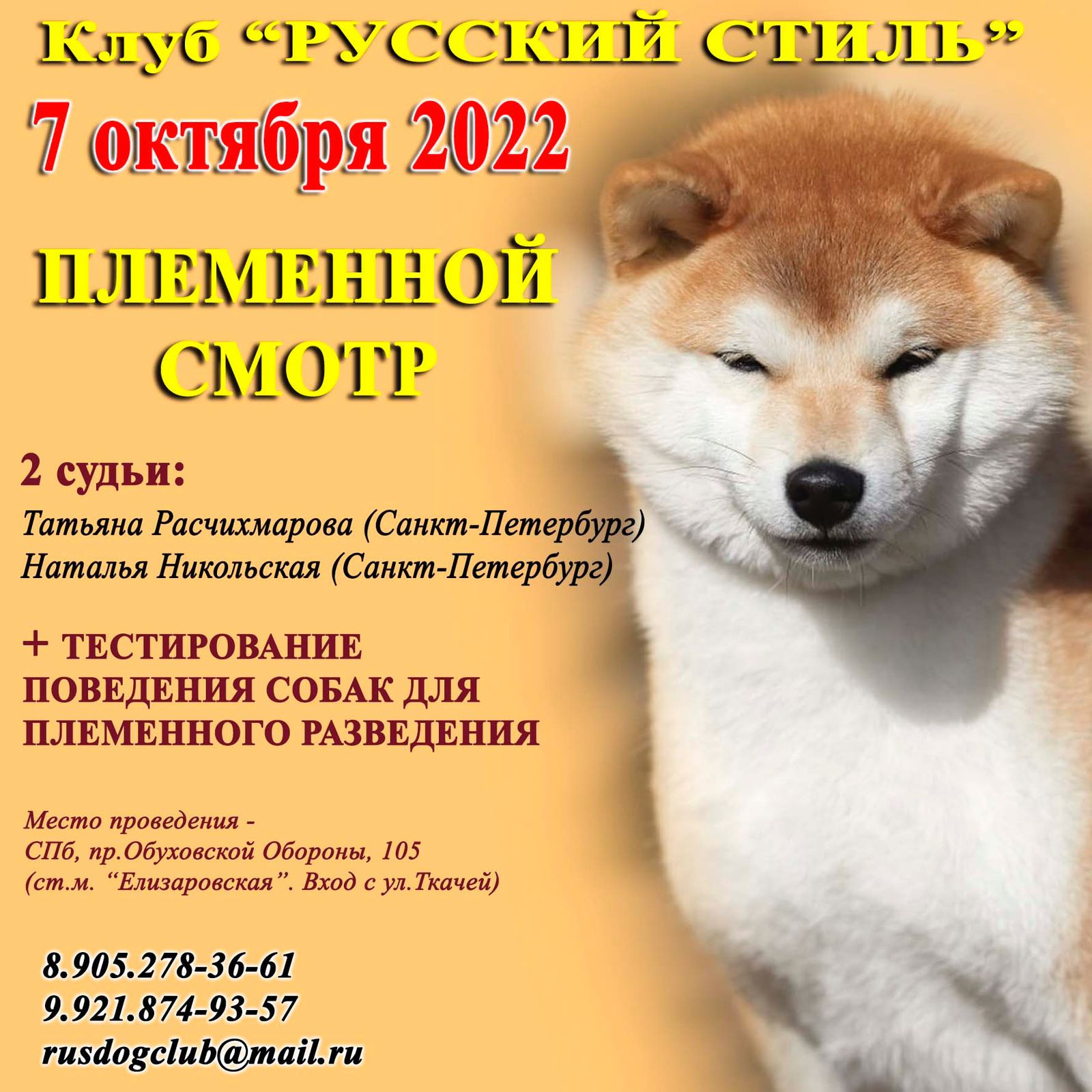 Племенной смотр 10.08.2022. Кинологический клуб РКФ РФСС СЕНСАЦИЯ