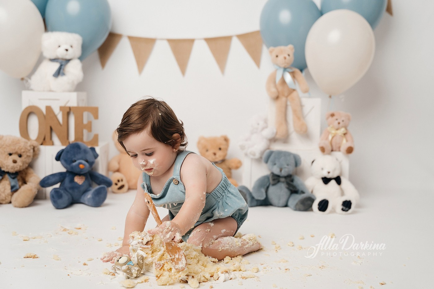 Teddy bear cake smash session. Newborn and family photographer. Hills District. Sydney