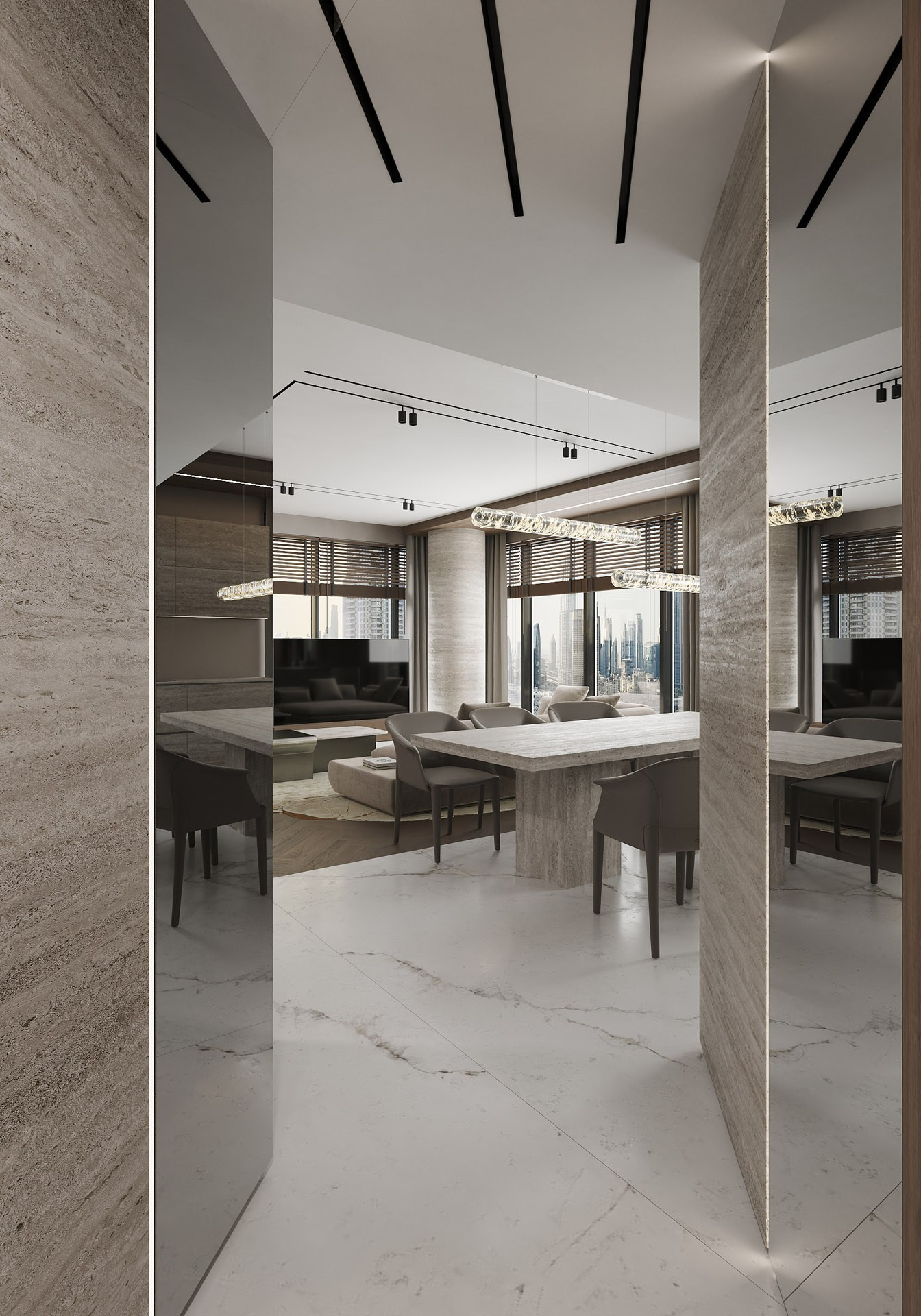 APARTMENT WITH BURJ KHALIFA VIEW. Дизайн интерьера и 3D-визуализация | AB Design Buro