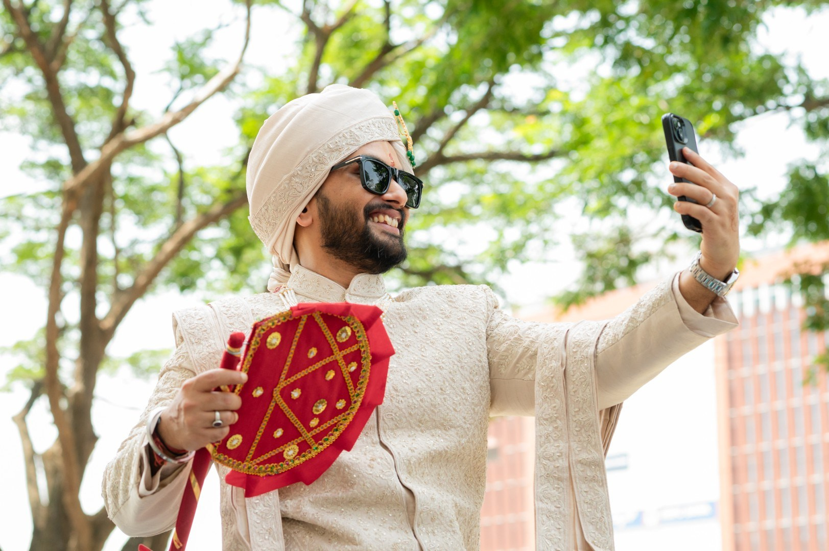 Hands in the Air: Chiranjeev & Niharika at Hyatt Centric Hebbal. Truly Yours | Documentary Wedding Photography & Films | Sharath Padaru, Bangalore