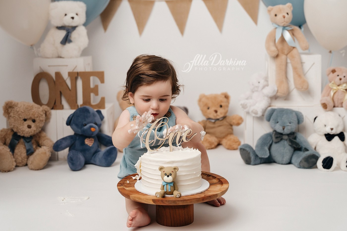 Teddy bear cake smash session. Newborn and family photographer. Hills District. Sydney