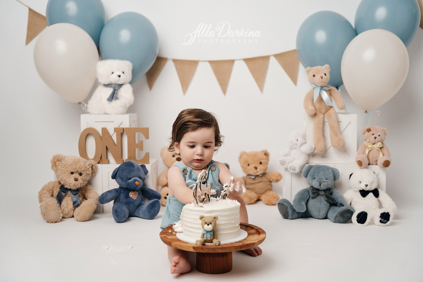 Teddy bear cake smash session. Newborn and family photographer. Hills District. Sydney