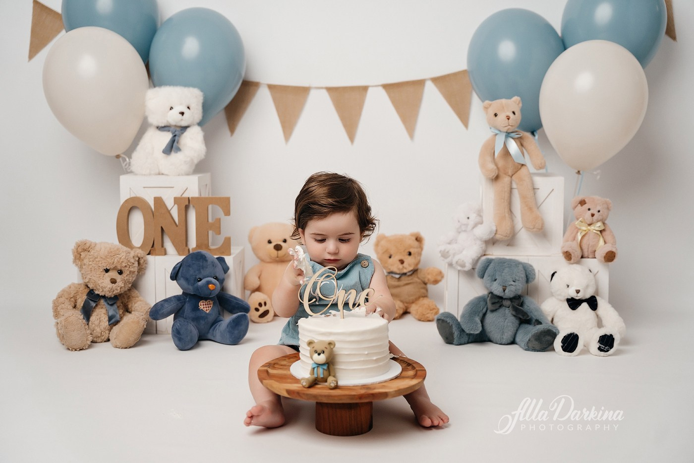 Teddy bear cake smash session. Newborn and family photographer. Hills District. Sydney